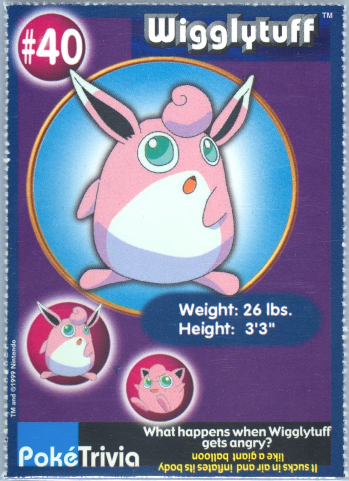 Wigglytuff Perforated (40) 1999 Pokemon Burger King