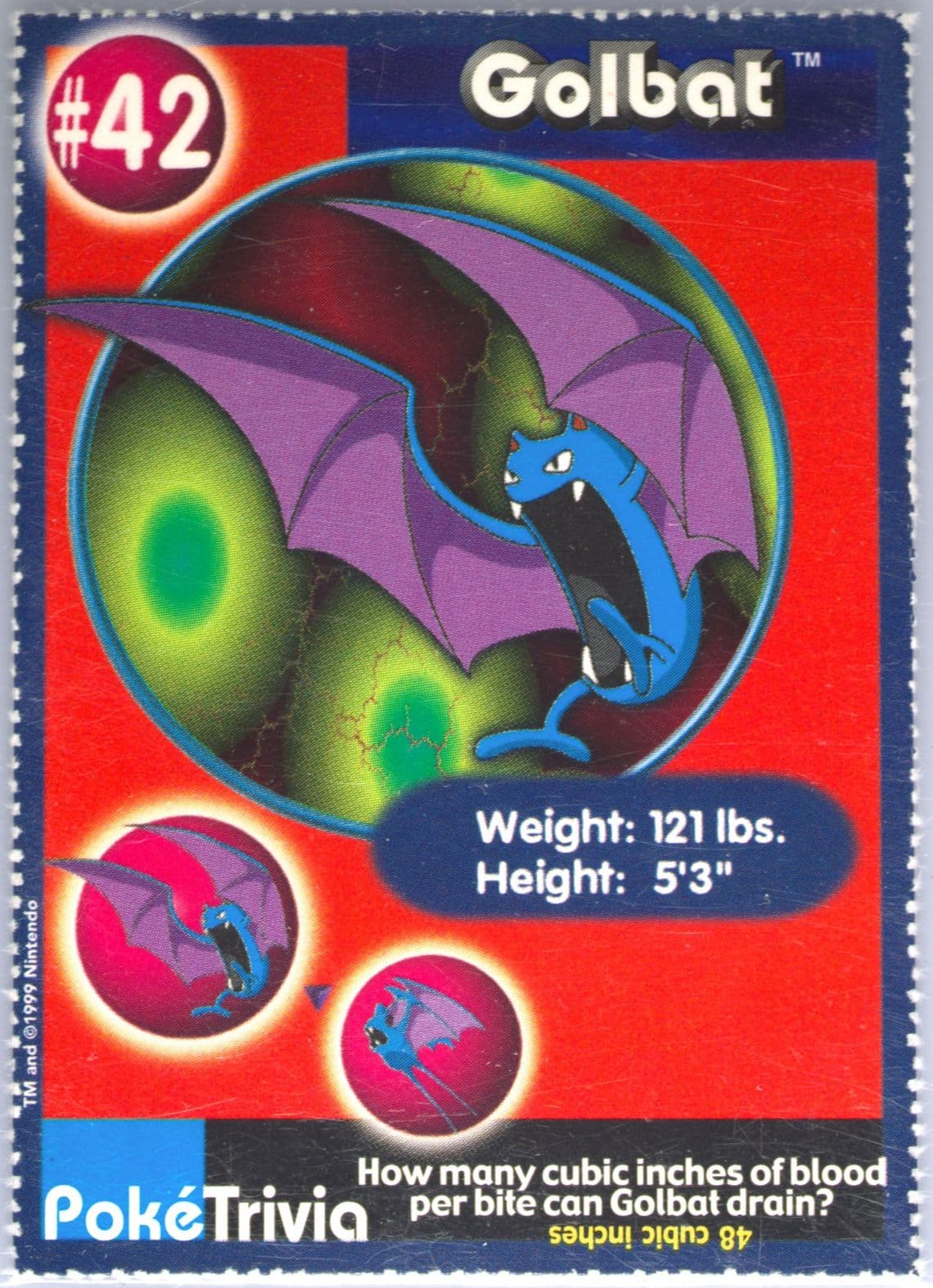 Golbat Perforated (42) 1999 Pokemon Burger King