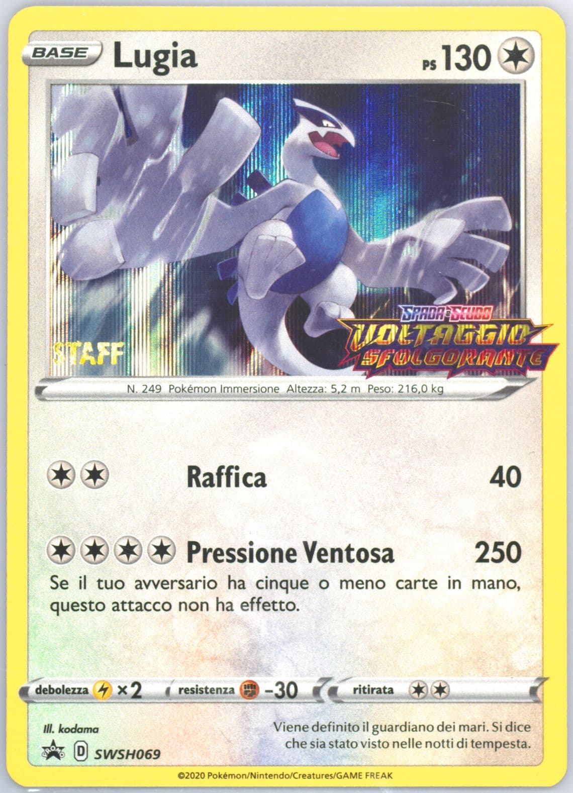 Lugia-Holo Prerelease-Staff-Italian (069) 2020 Pokemon Swsh Black Star Promo