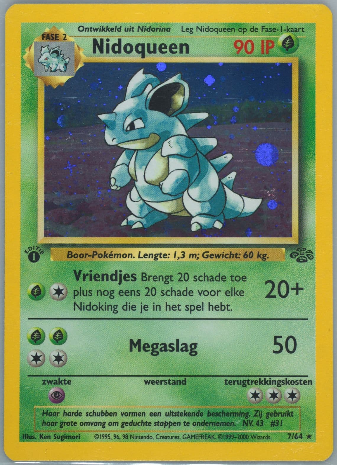 Nidoqueen-Holo 1st Edition (7) 2000 Pokemon Dutch Jungle
