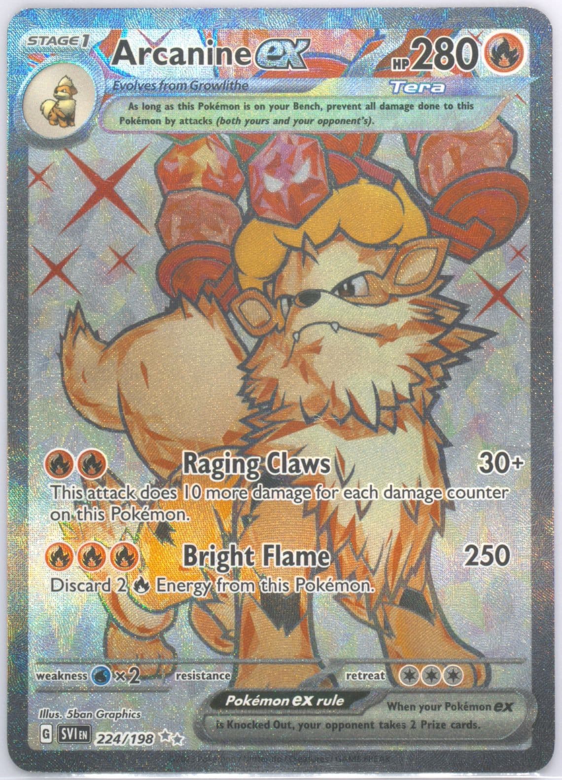Arcanine EX Ultra Rare (224) 2023 Pokemon Svi EN-Scarlet & Violet