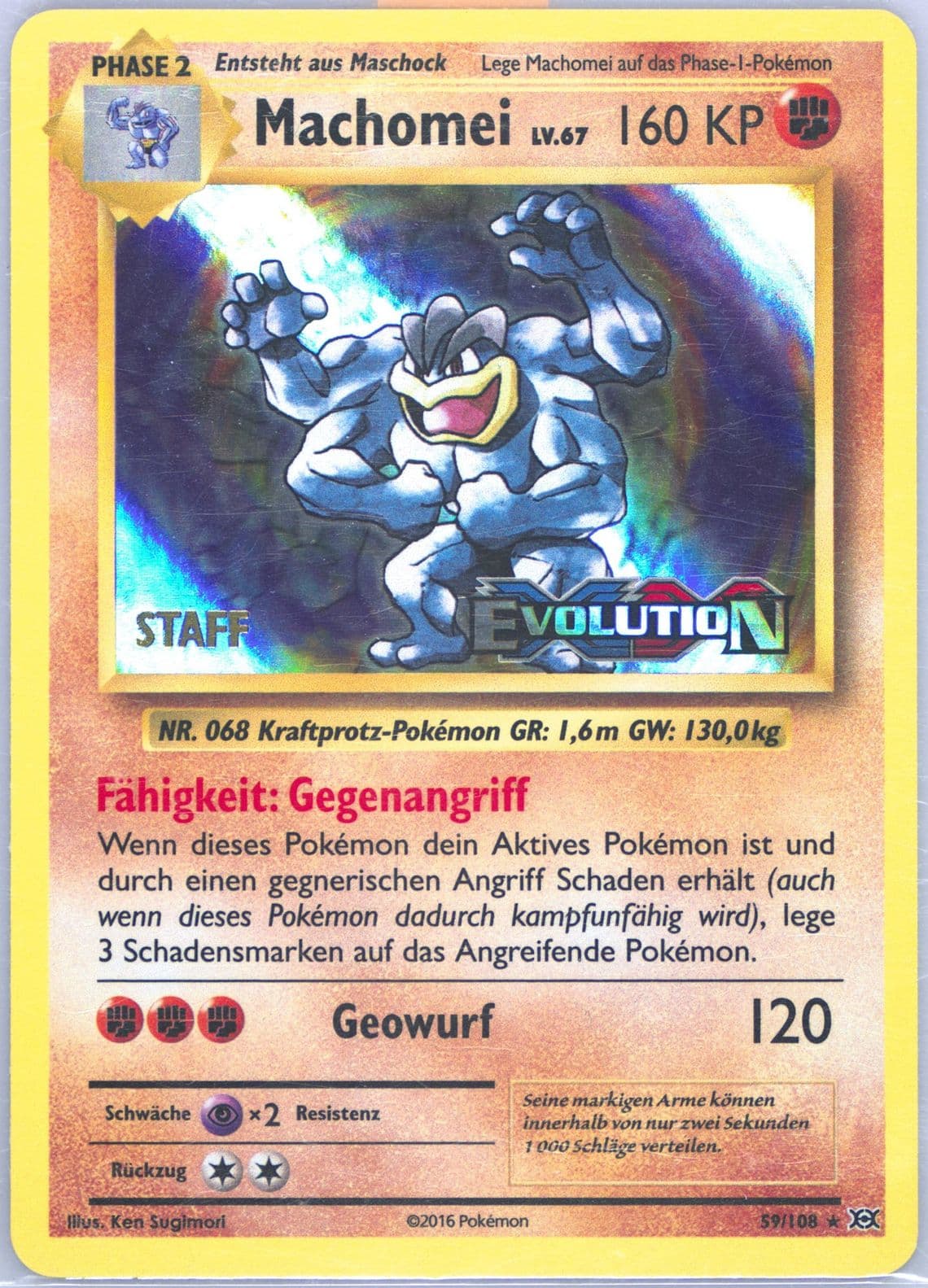 Machomei-Reverse Foil Staff-German (59) 2016 Pokemon XY Evolutions