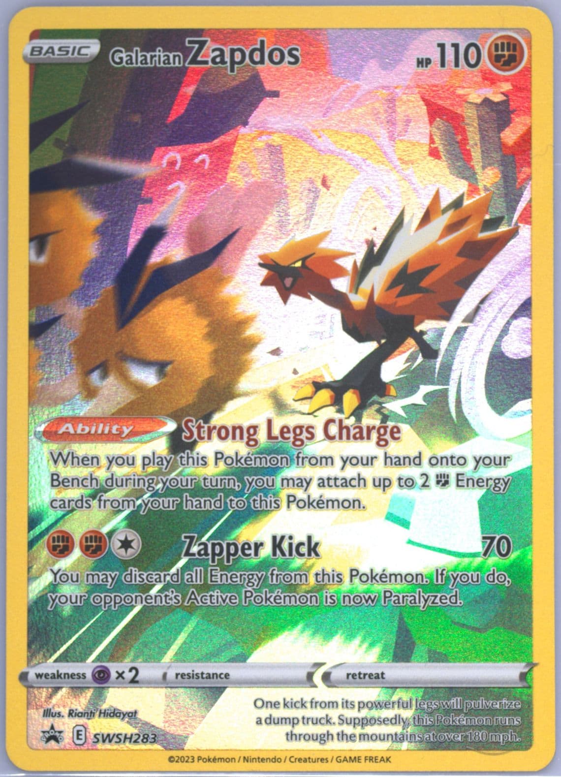 Galarian Zapdos Crown Zenith Tin (283) 2023 Pokemon Swsh Black Star Promo