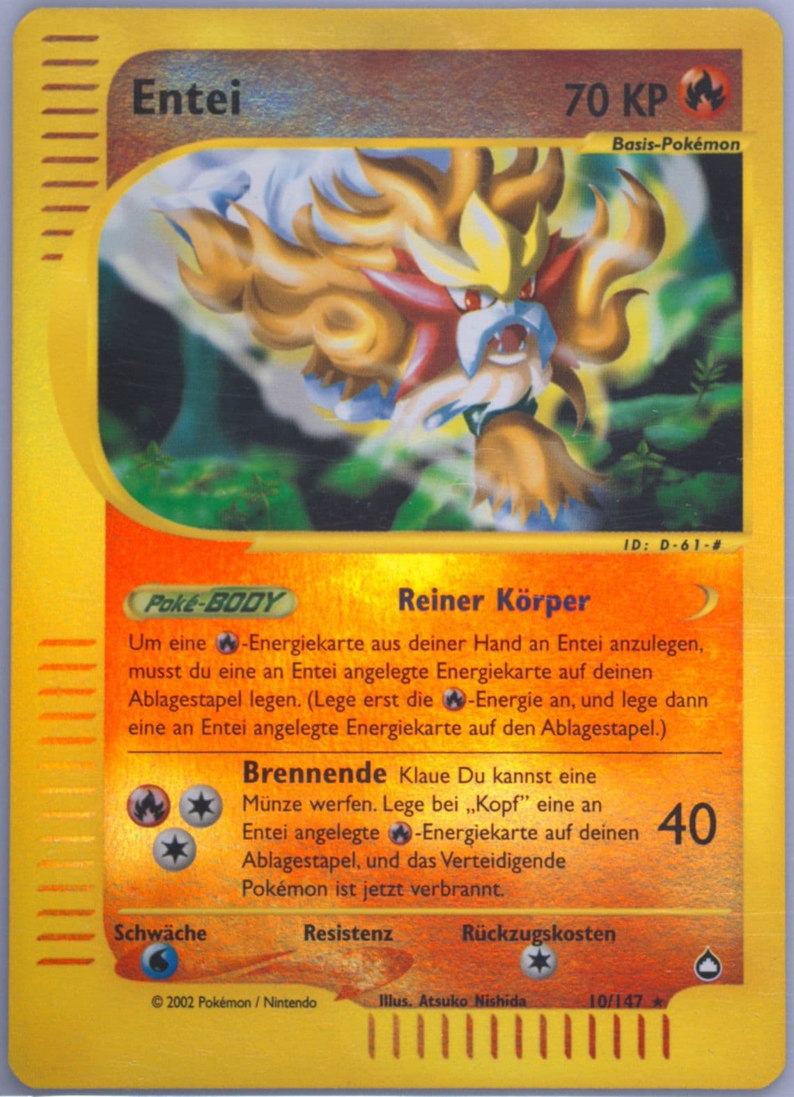 Entei-Reverse Foil German (10) 2003 Pokemon Aquapolis