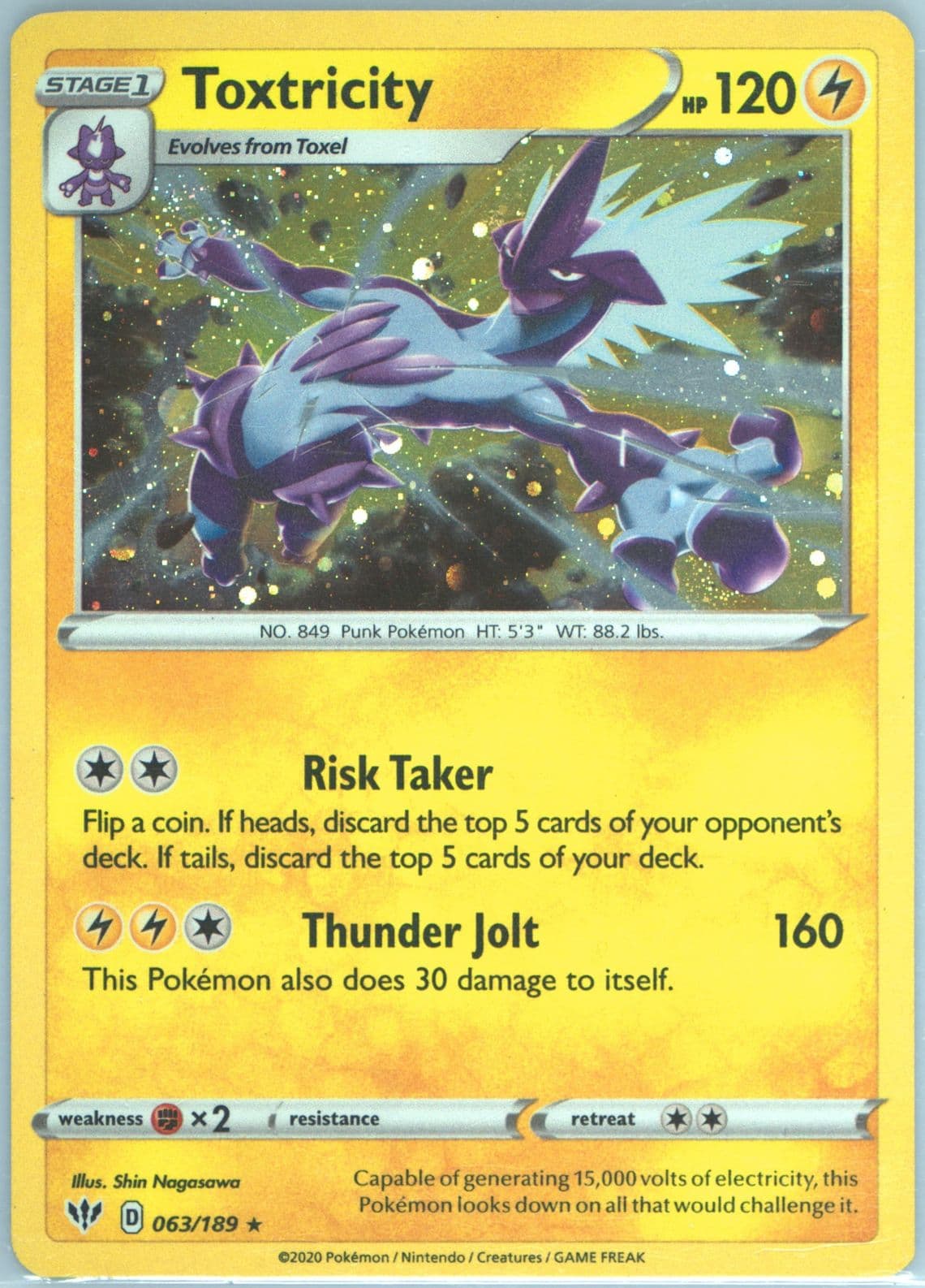 Toxtricity-Holo Cosmos-2022 Knock Out Collection (063) 2020 Pokemon Sword & Shield Darkness Ablaze