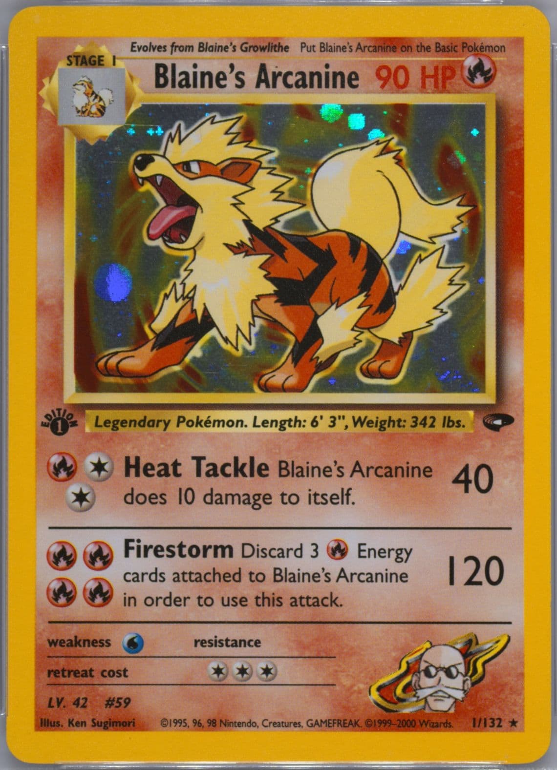 Blaine's Arcanine Holo-1st Edition (1) 2000 Pokemon Gym Challenge