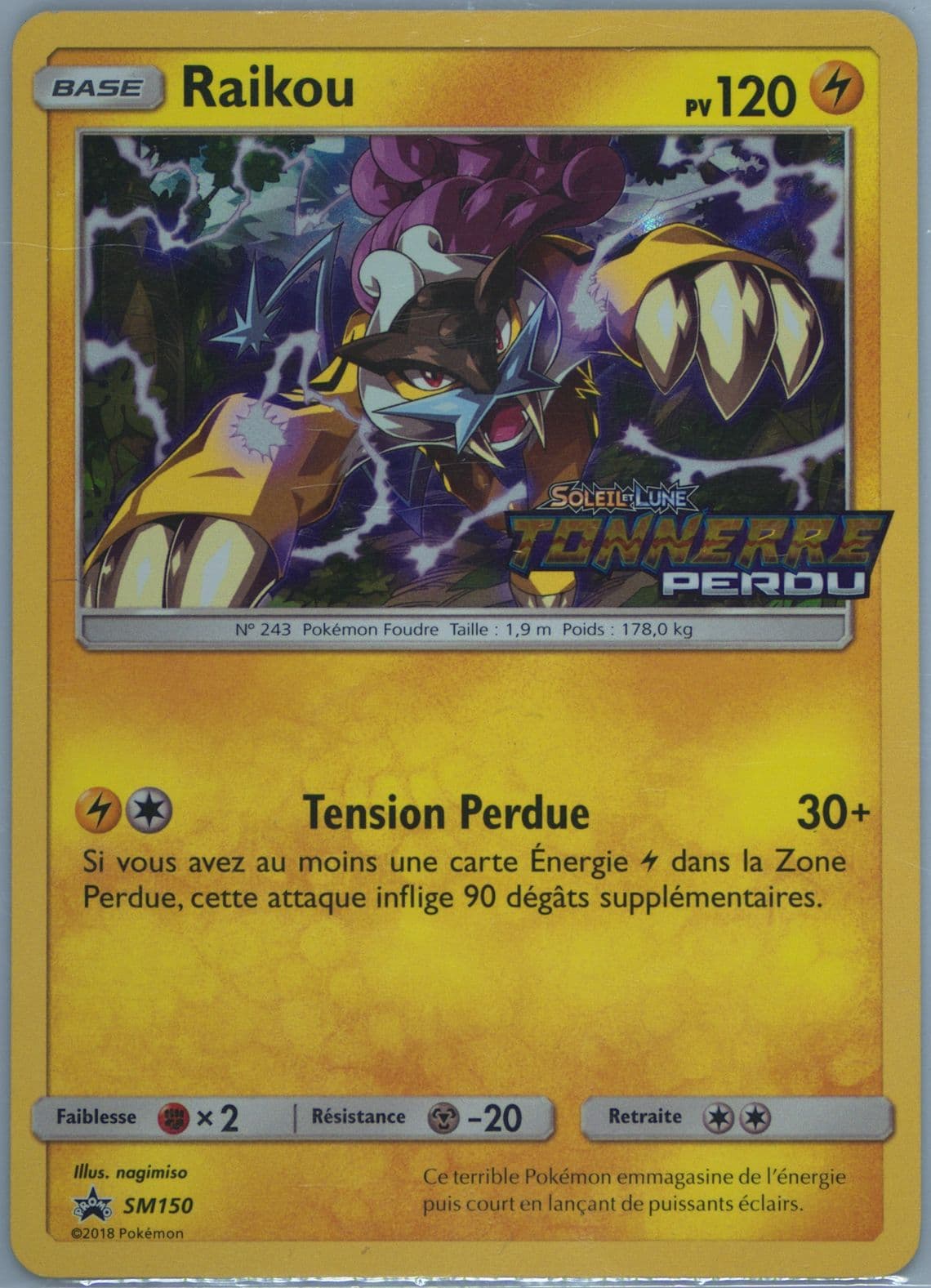 Raikou-Holo Lost Thunder Prerelease-French (SM150) 2018 Pokemon SM Black Star Promo