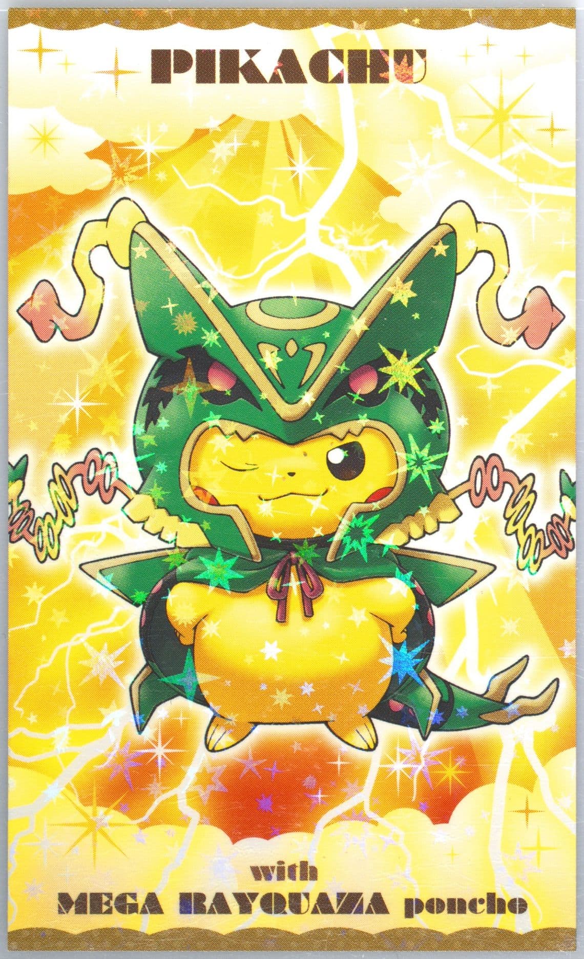 Poncho-Wearing Pikachu Mega Campaign Business Card-Mega Rayquaza () 2015 Pokemon Japanese XY Promo