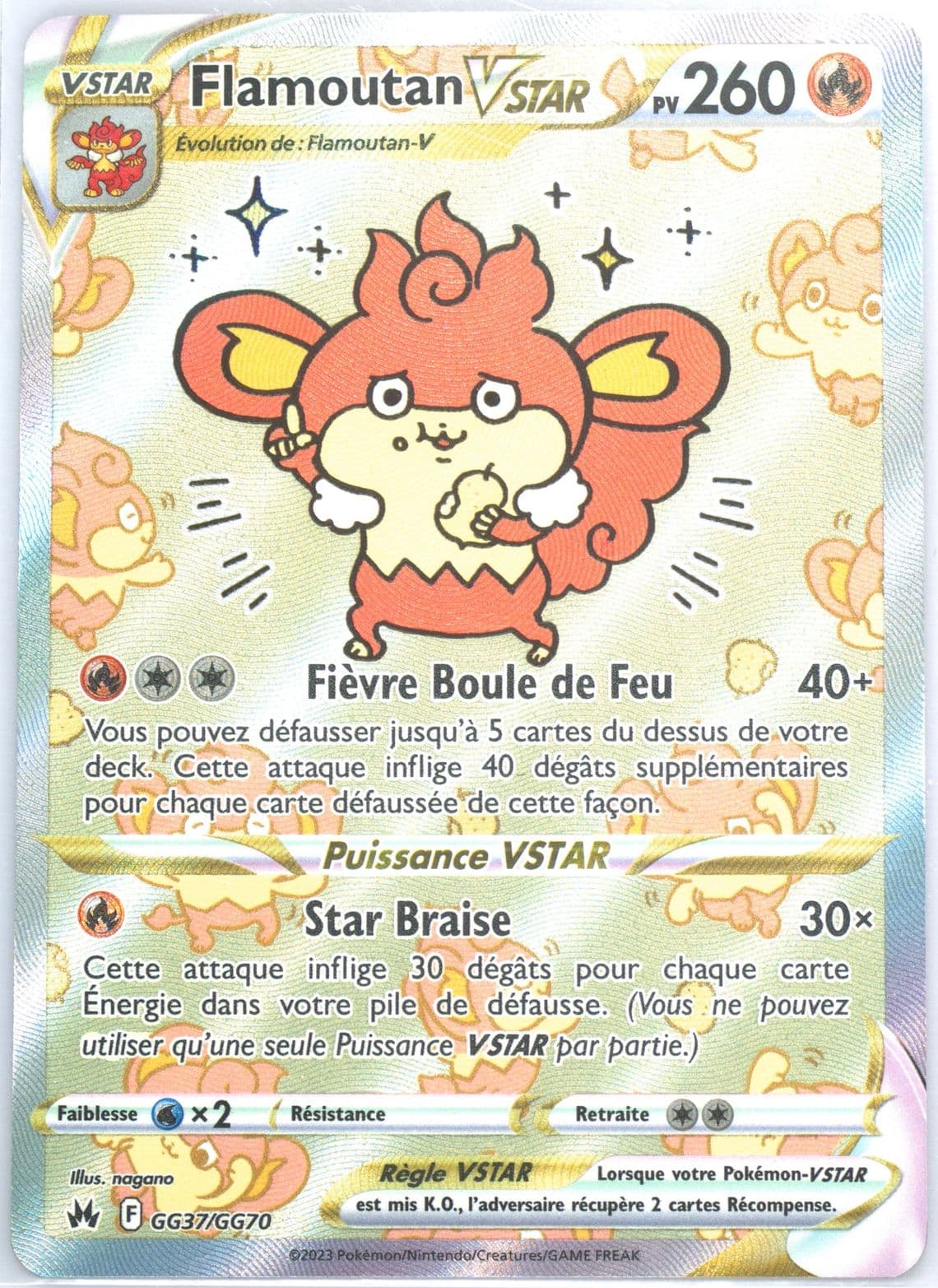 Full Art/Flamoutan Vstar French (GG37) 2023 Pokemon Sword and Shield Crown Zenith