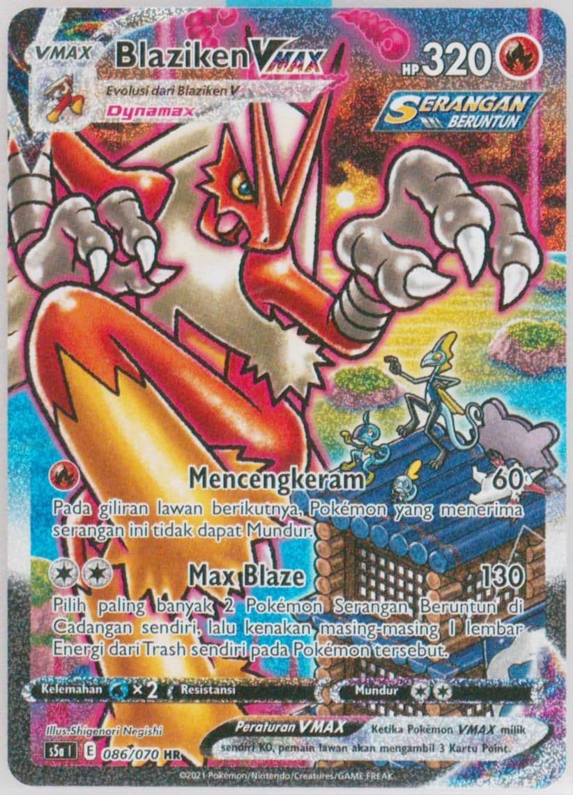 Full Art/Blaziken Vmax (086) 2021 Pokemon Indonesian Sword & Shield Peerless Fighters