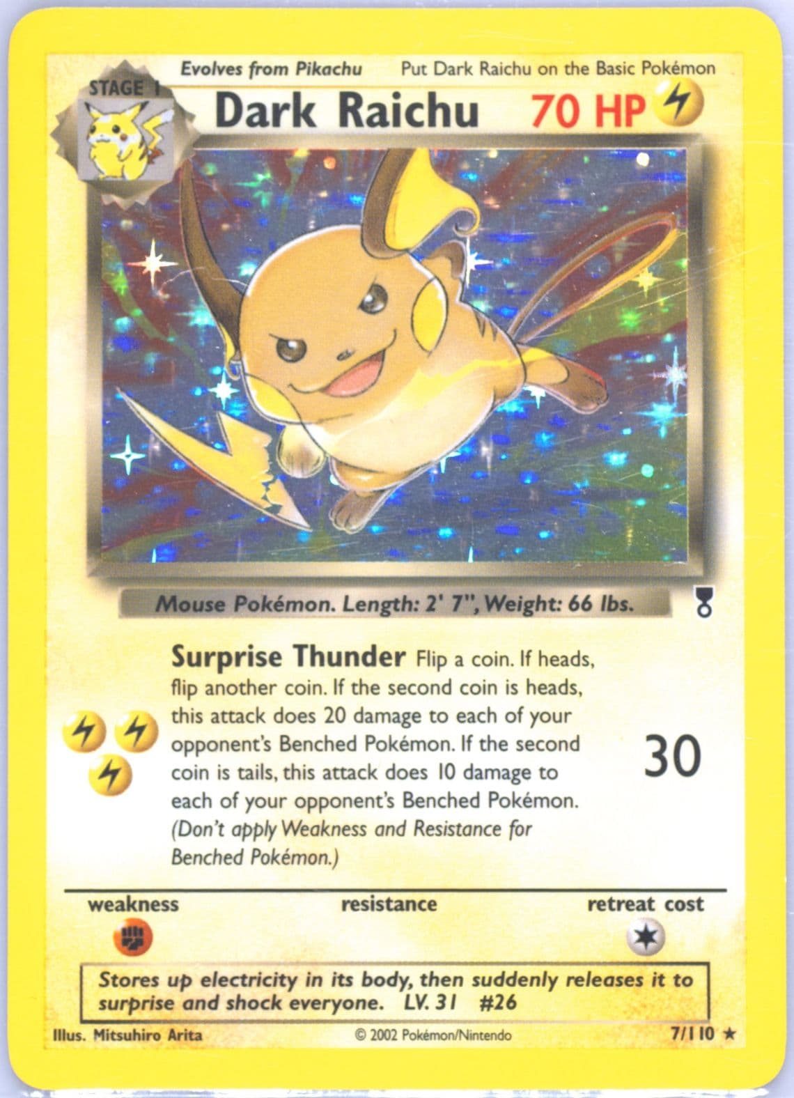 Dark Raichu-Holo (7) 2002 Pokemon Legendary Collection