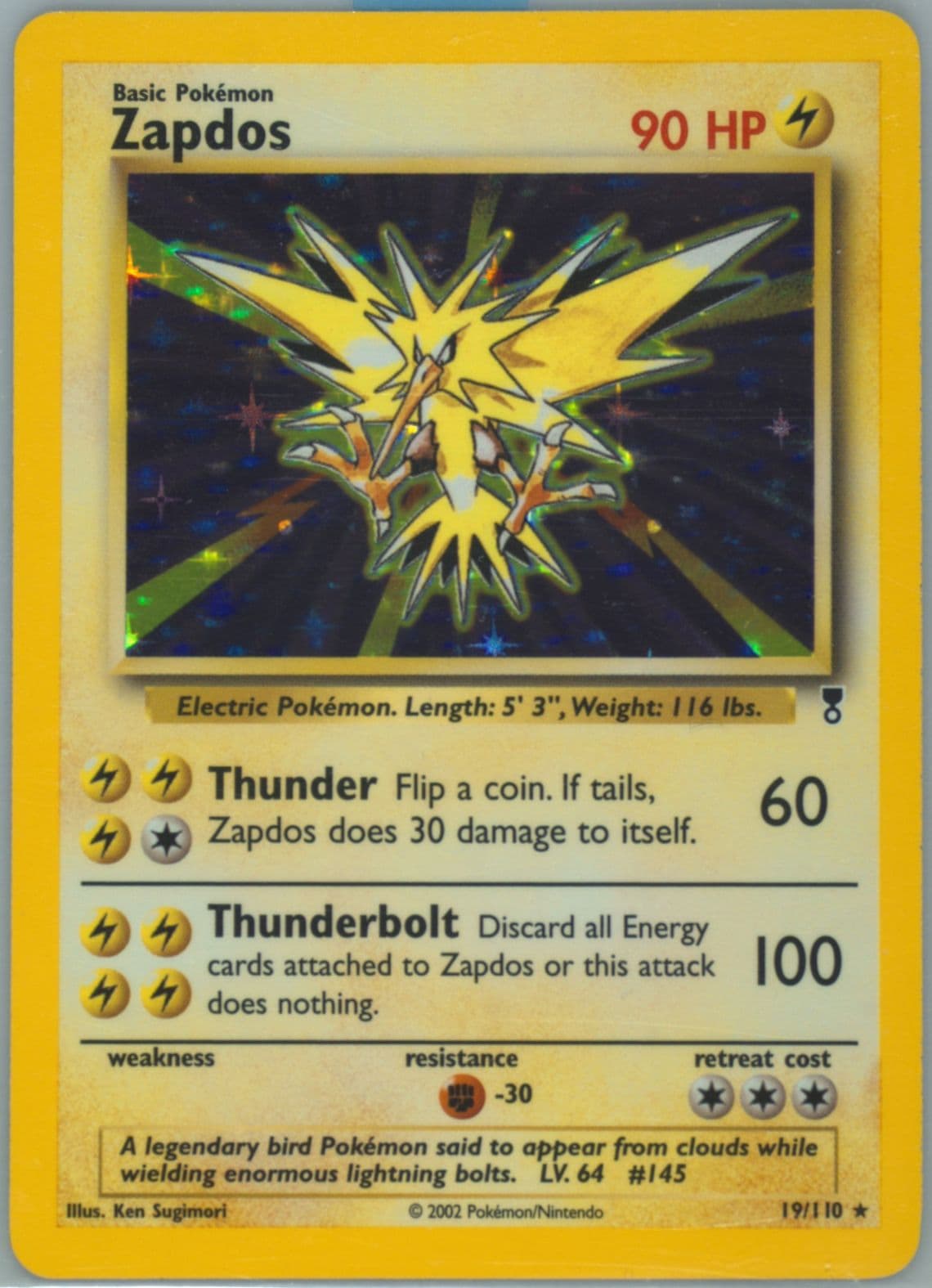 Zapdos-Holo (19) 2002 Pokemon Legendary Collection