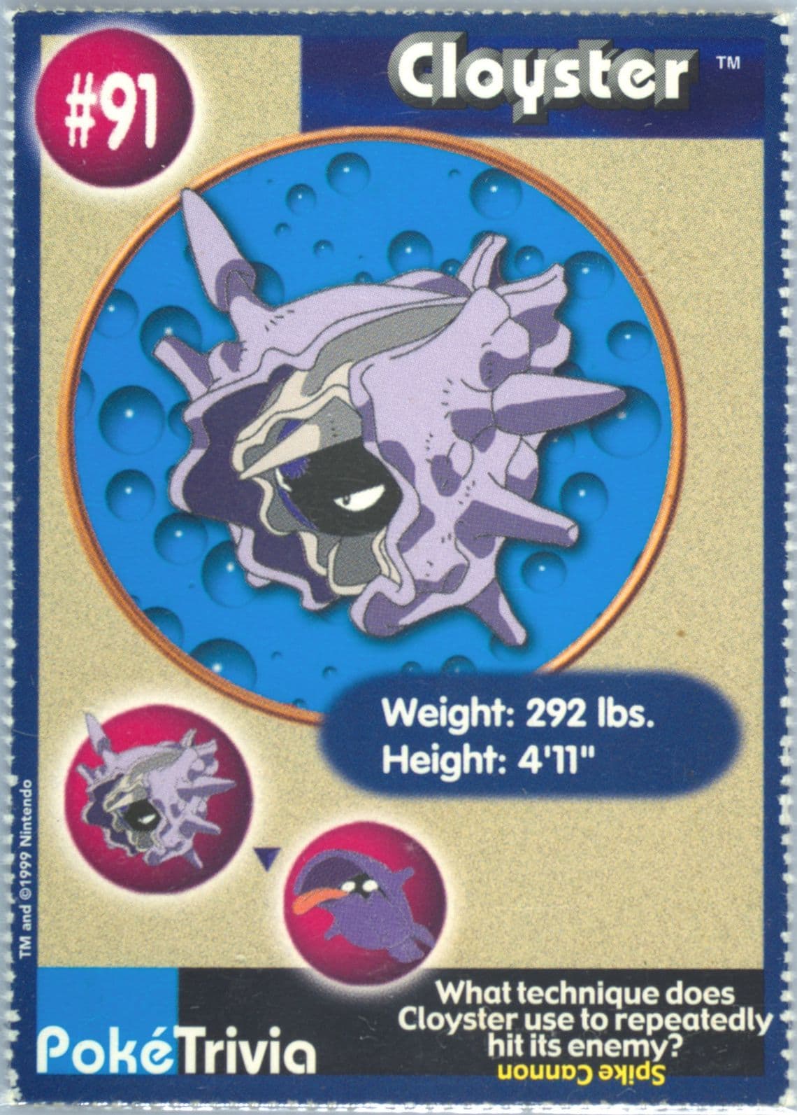 Cloyster Perforated (91) 1999 Pokemon Burger King