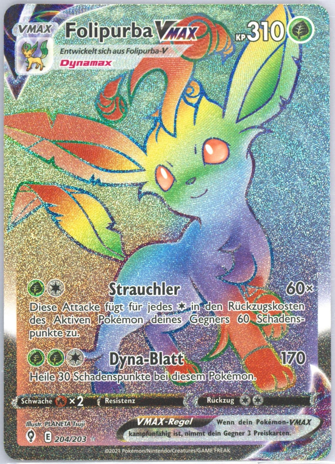 Full Art/Folipurba Vmax German-Secret (204) 2021 Pokemon Sword & Shield Evolving Skies