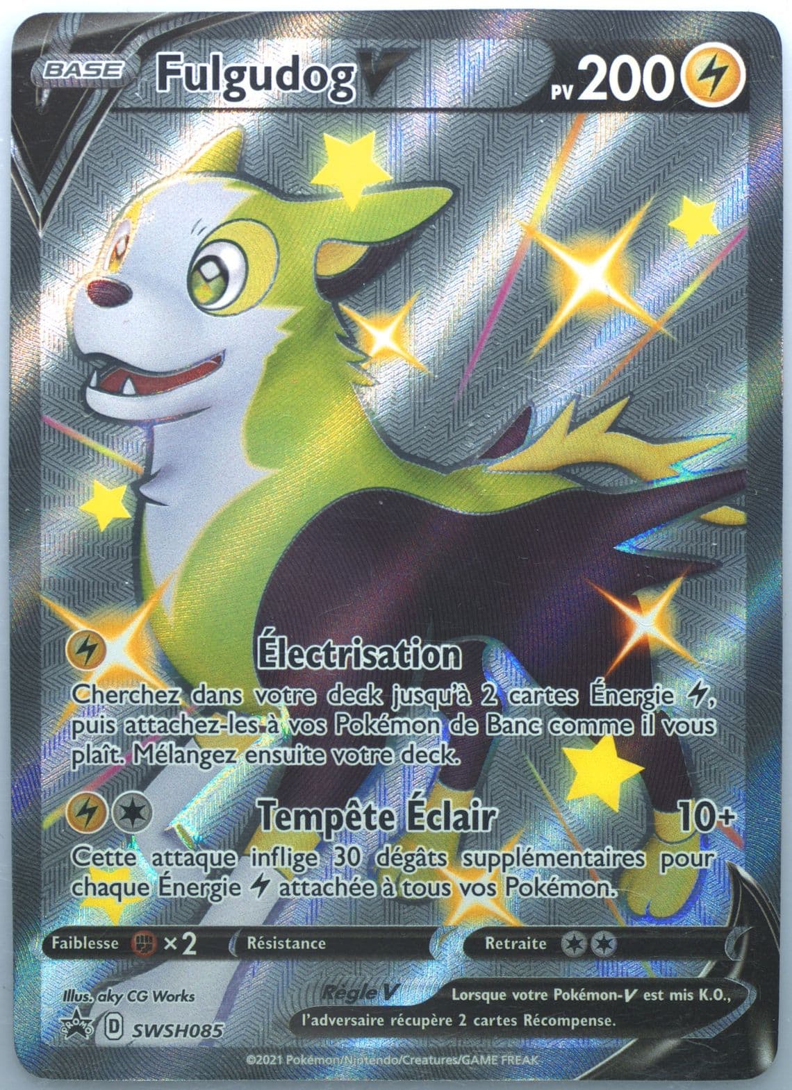 Full Art/Fulgudog V Shining Fates Tins-French (085) 2021 Pokemon Swsh Black Star Promo