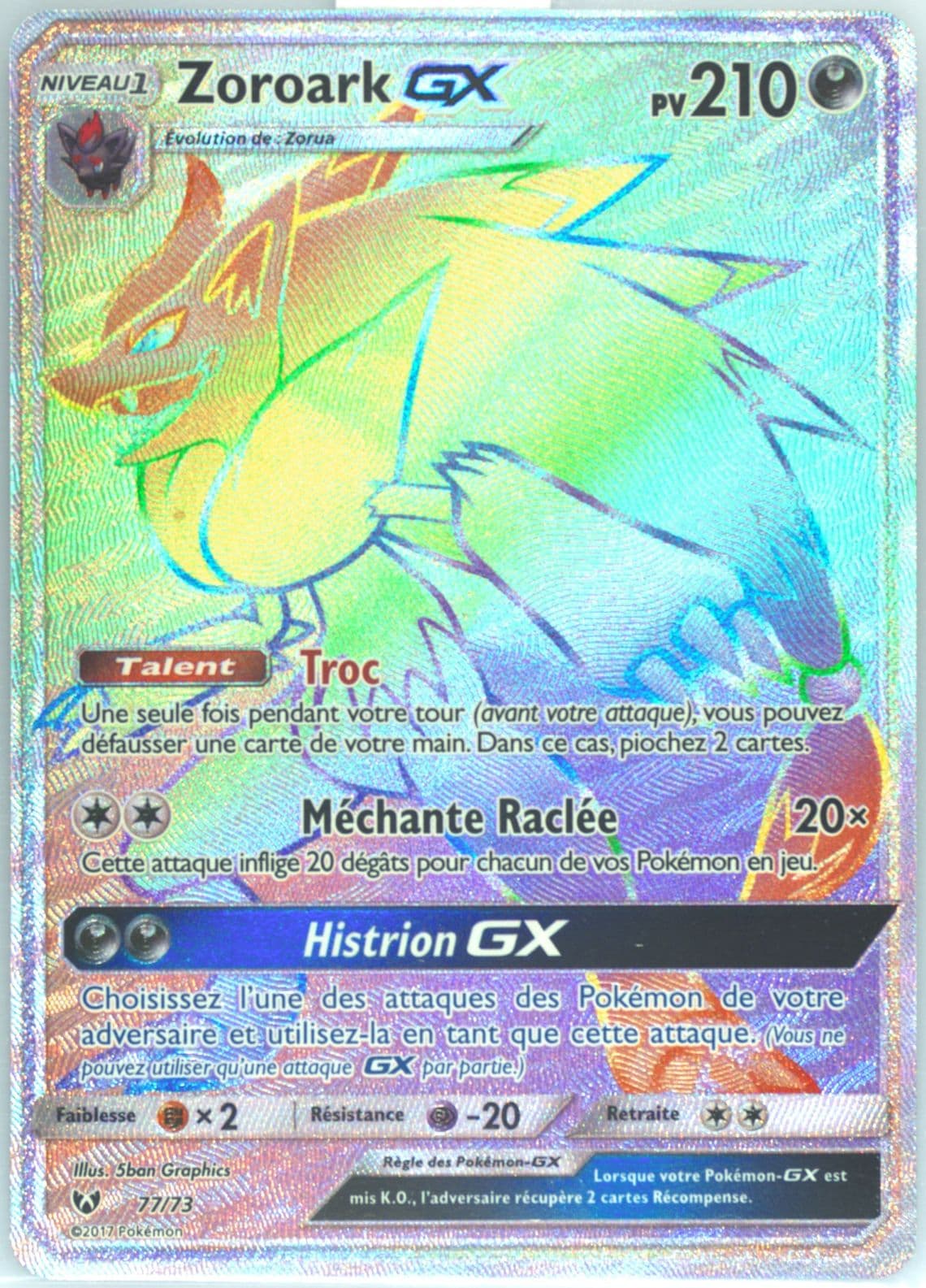Full Art/Zoroark GX Secret-French (77) 2017 Pokemon Sun & Moon Shining Legends