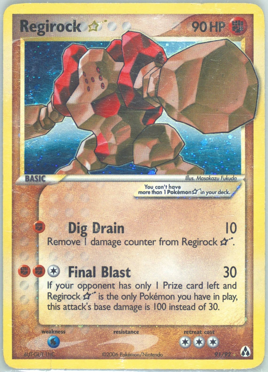 Regirock-Holo Gold Star (91) 2006 Pokemon EX Legend Maker