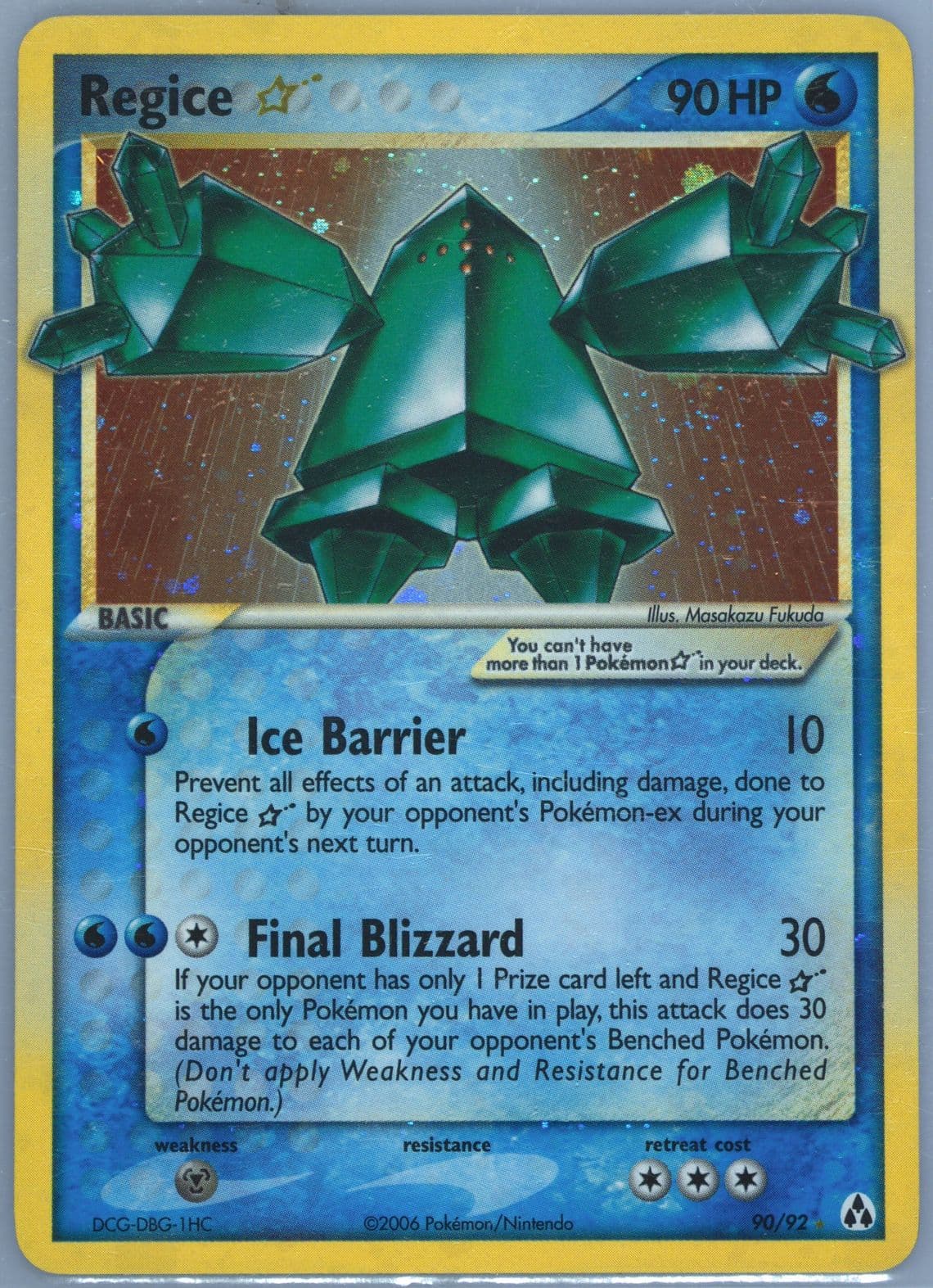 Regice-Holo Gold Star (90) 2006 Pokemon EX Legend Maker