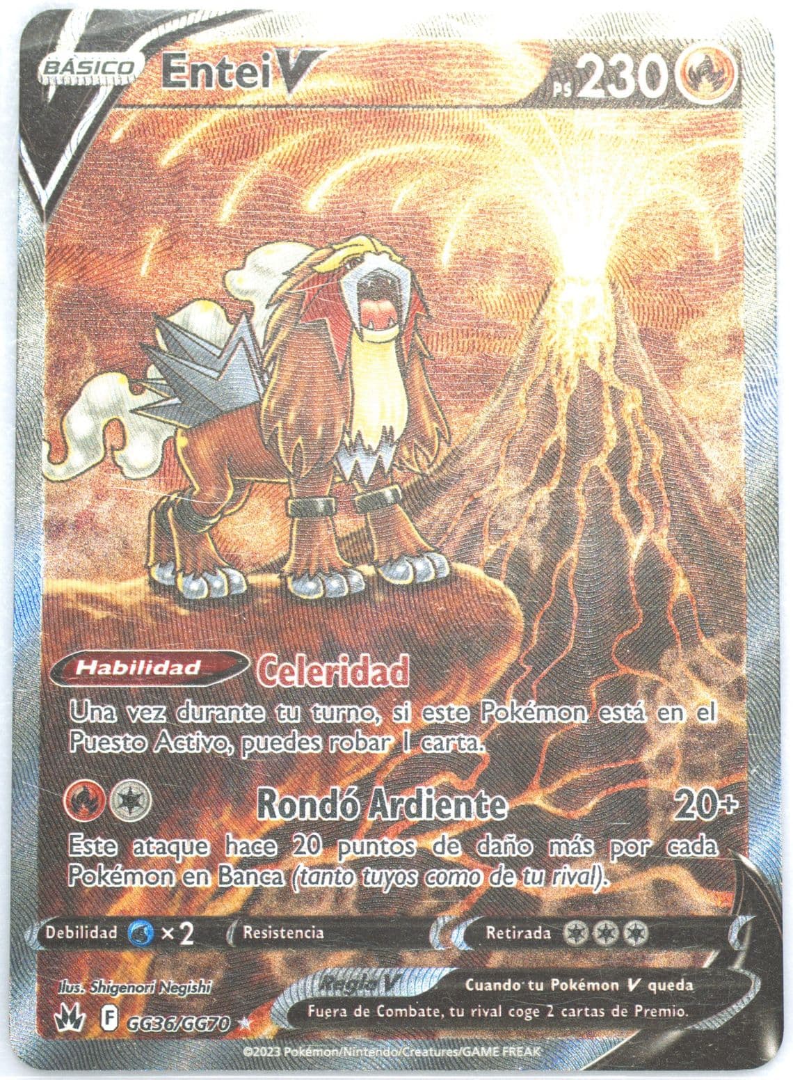 Full Art/Entei V Spanish (GG36) 2023 Pokemon Sword and Shield Crown Zenith
