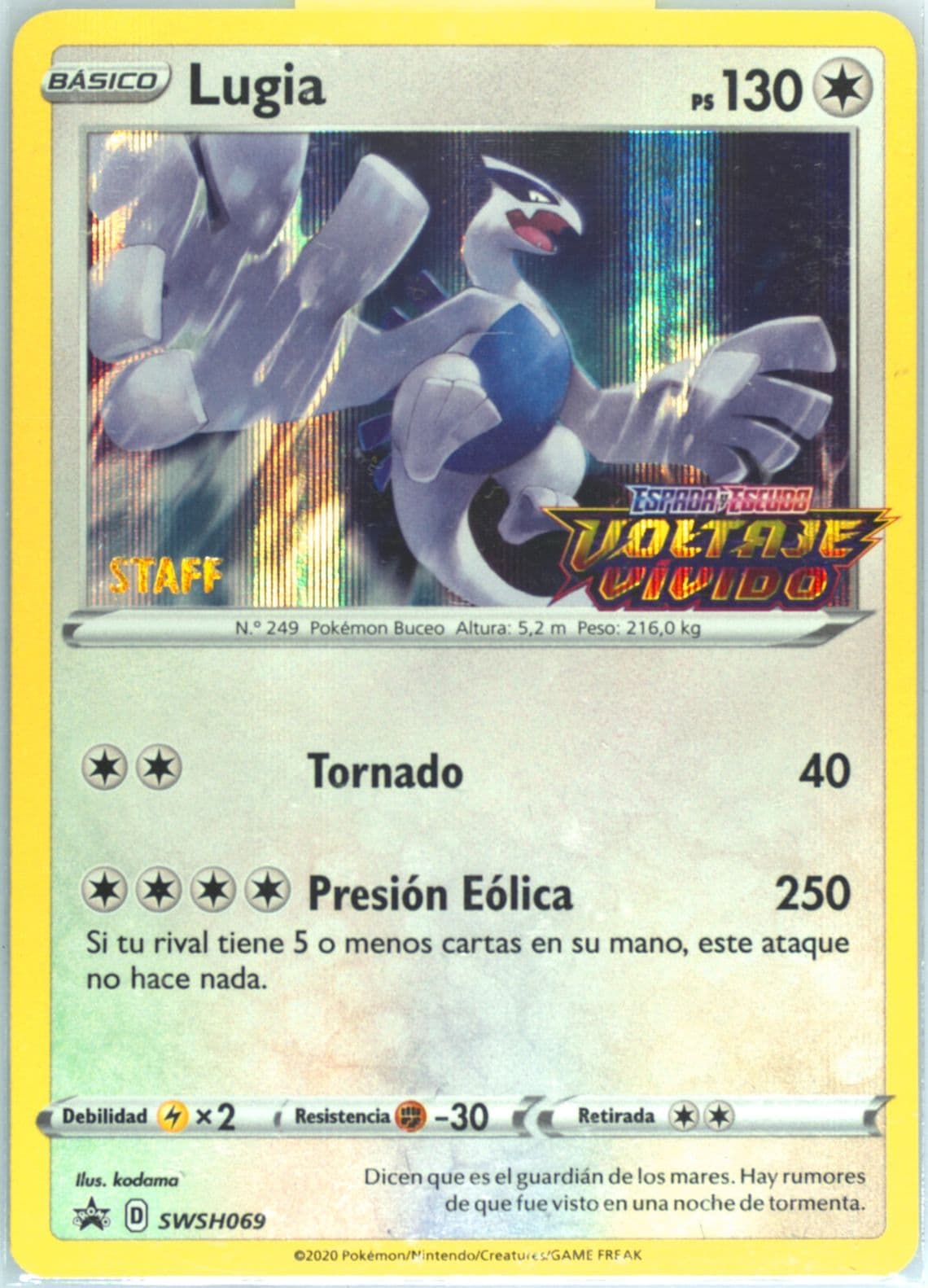 Lugia-Holo Prerelease-Staff-Spanish (069) 2020 Pokemon Swsh Black Star Promo