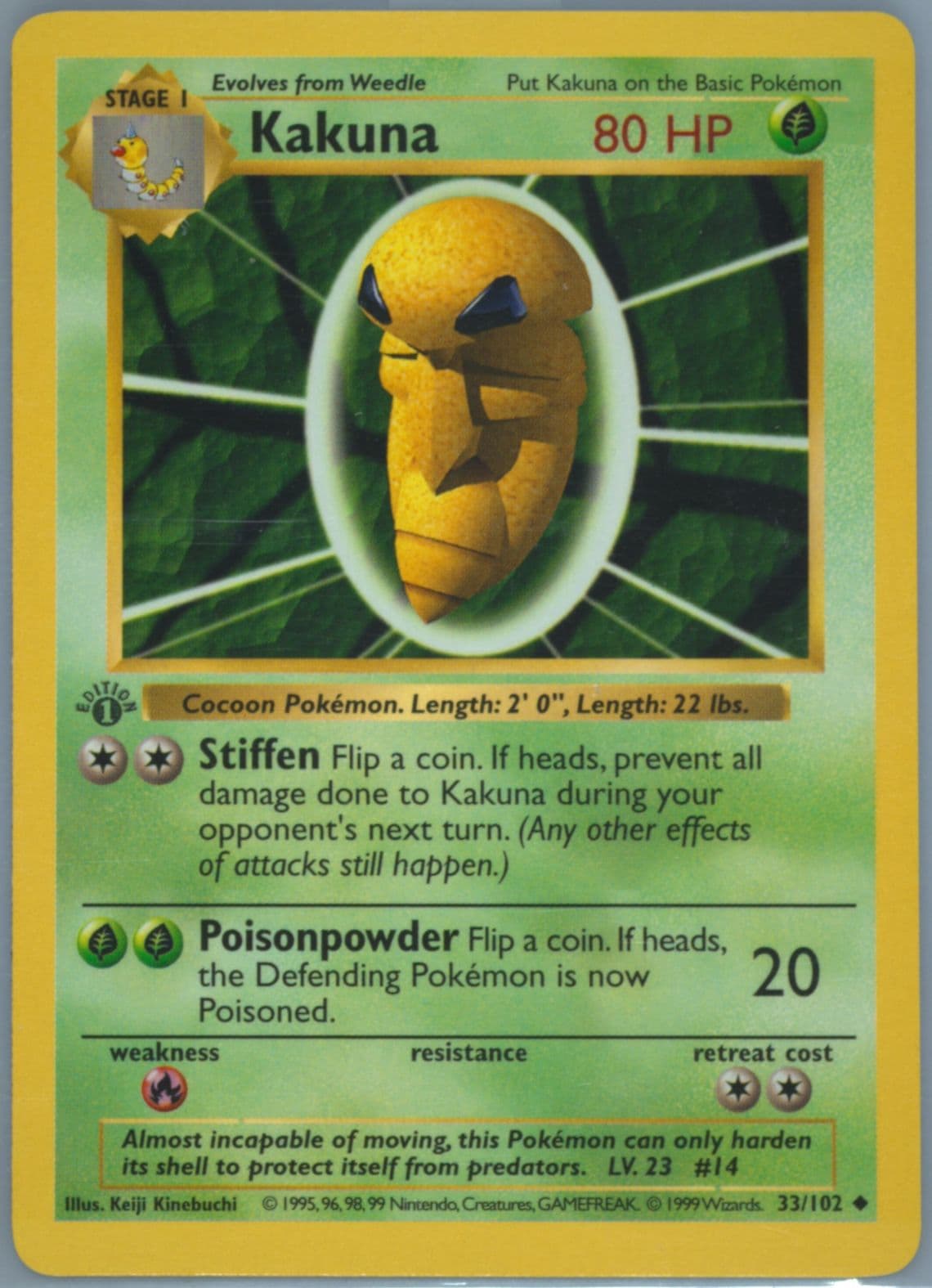 Kakuna 1st Edition (33) 1999 Pokemon Game