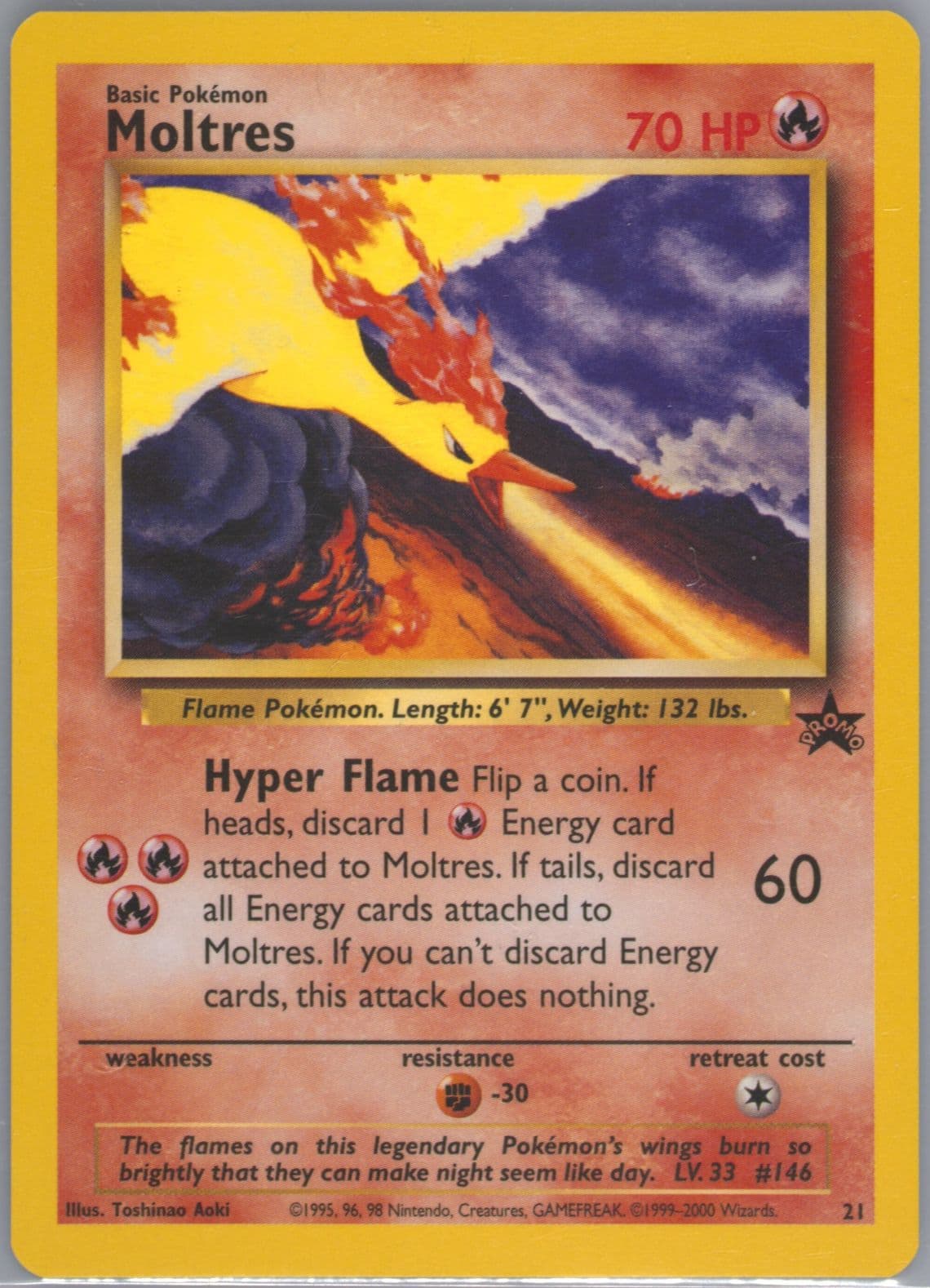 Moltres Toshinao Aoki Error (21) 2000 Pokemon Promo Black Star