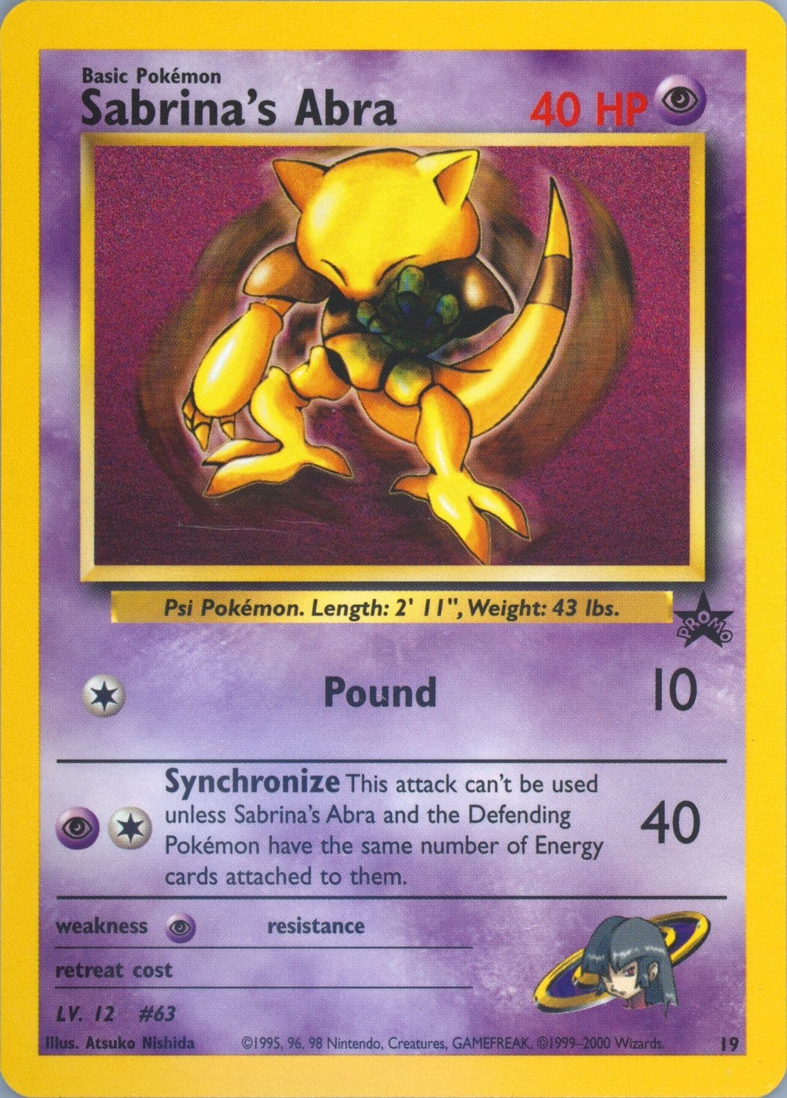 Sabrina's Abra (19) 2000 Pokemon Promo Black Star