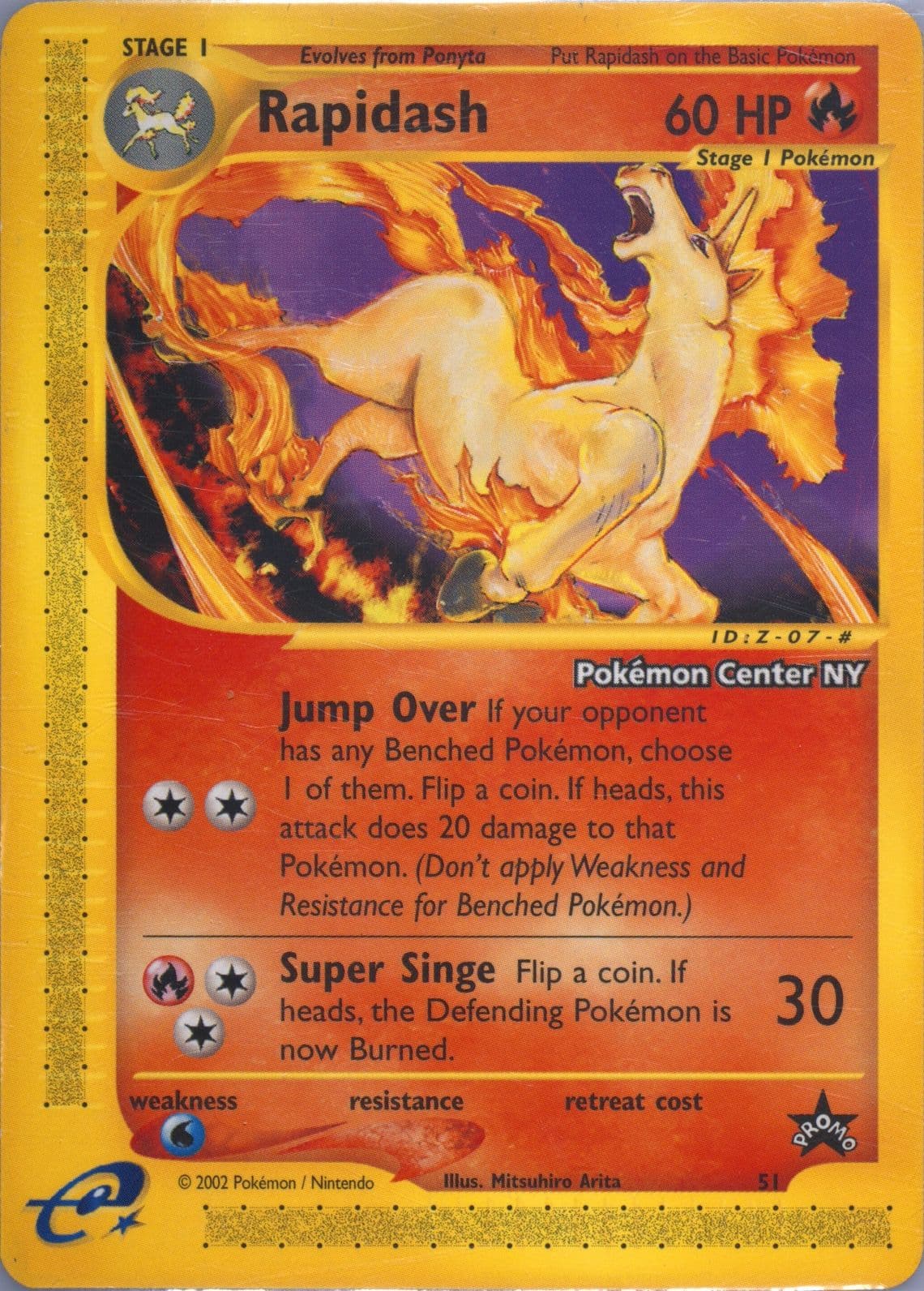 Rapidash Black Star-Pokemon Center NY (51) 2002 Pokemon Game Promo