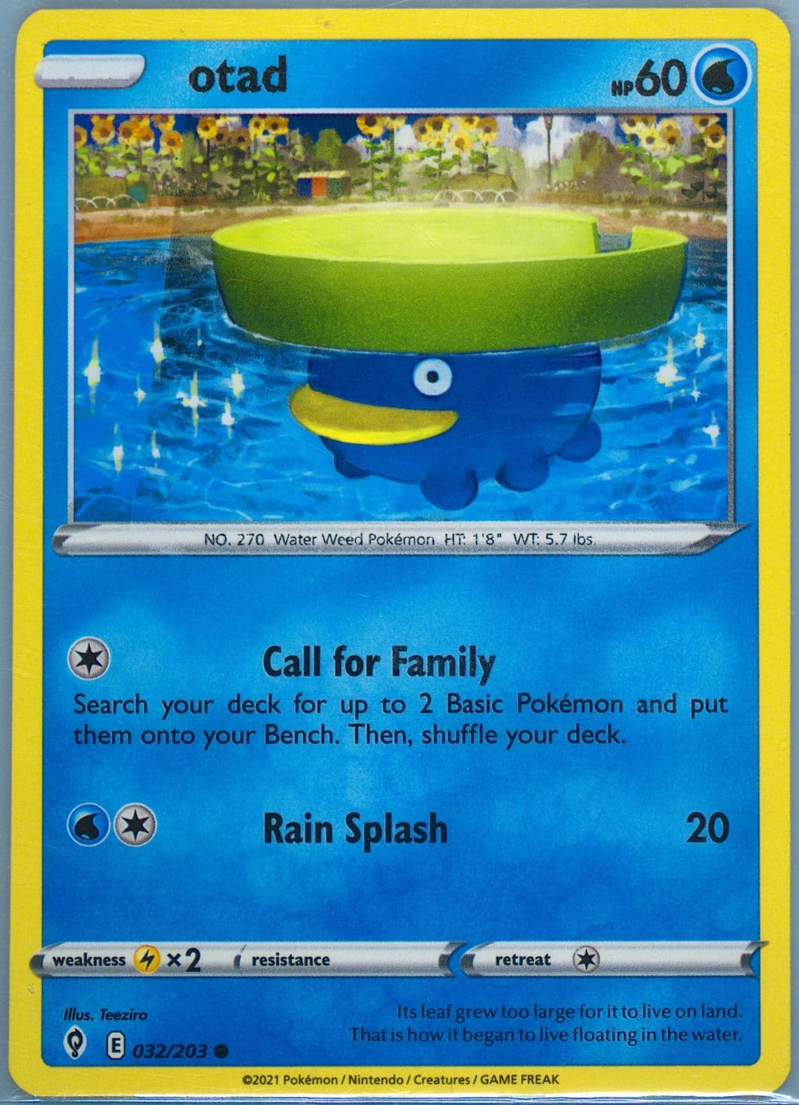 Lotad Missing Ink (032) 2021 Pokemon Sword & Shield Evolving Skies