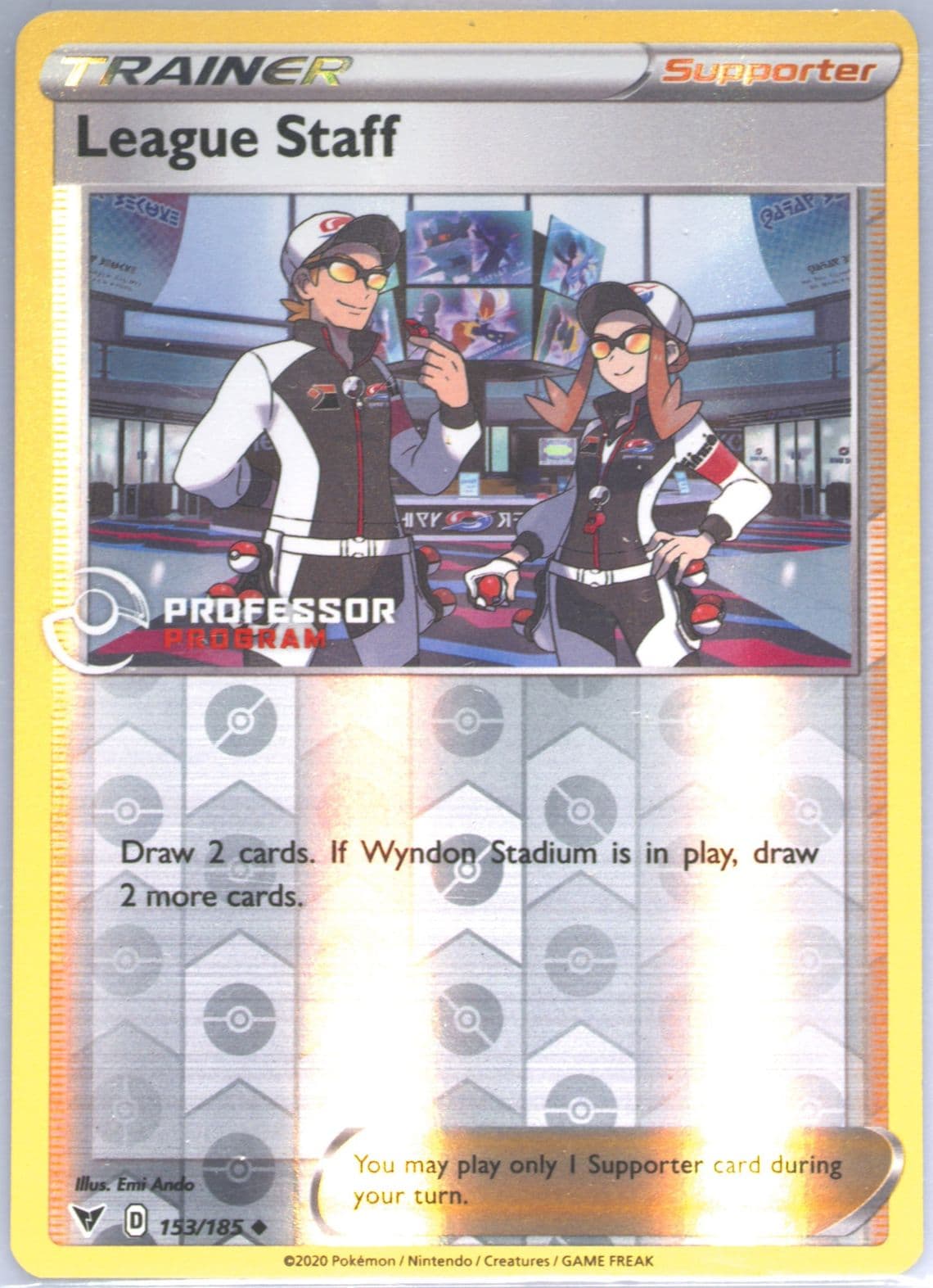 League Staff-Reverse Foil Professor Program (153) 2020 Pokemon Sword & Shield Vivid Voltage