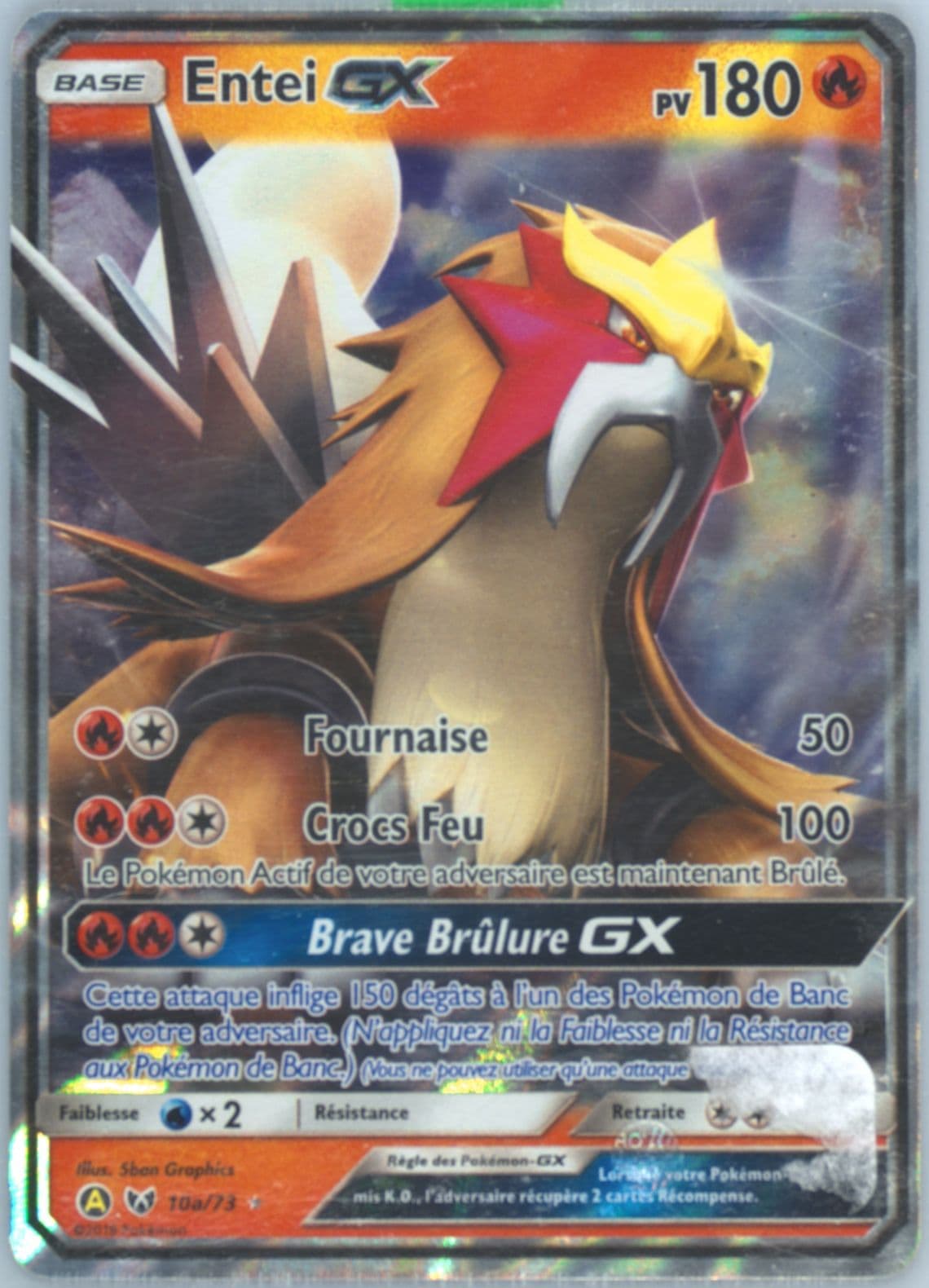 Entei GX 2018 Yellow A Alternate Art Legends of Johto GX Collection-French (10a) 2017 Pokemon Sun & Moon Shining Legends