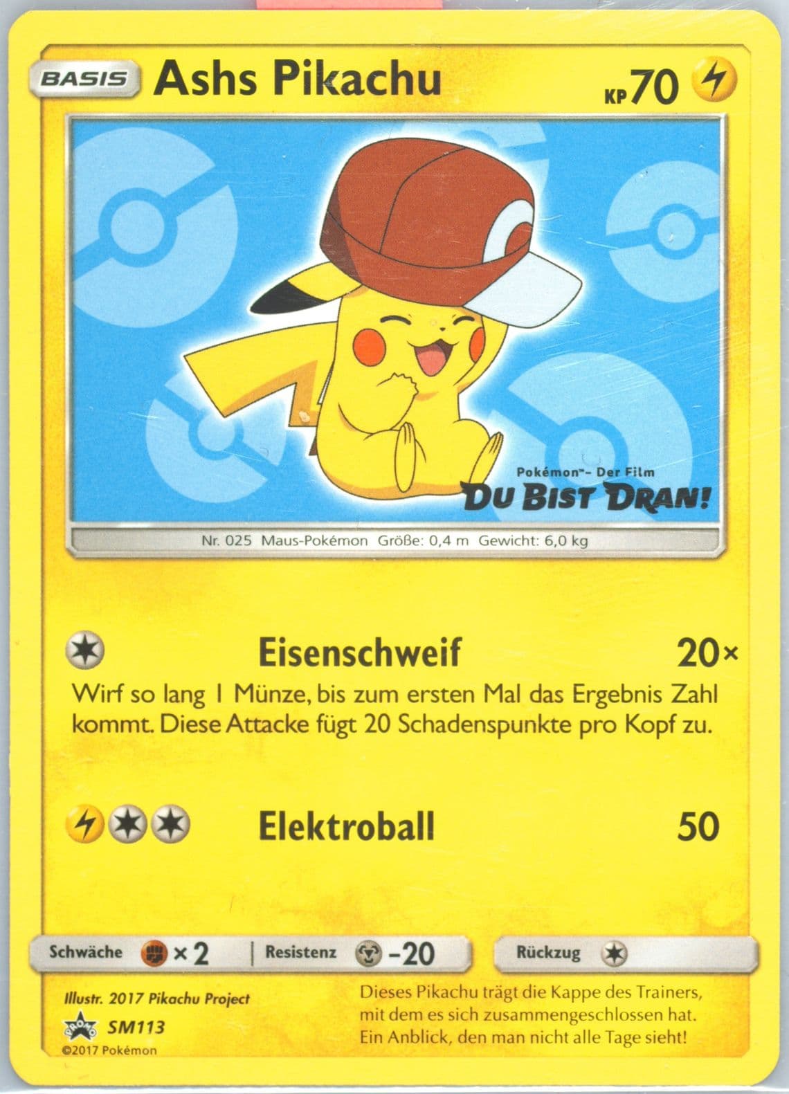 Ashs Pikachu I Choose You!-German (SM113) 2017 Pokemon SM Black Star Promo