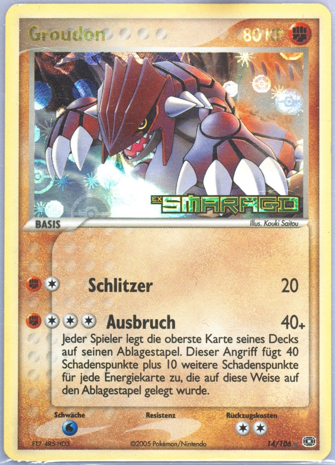 Groudon-Reverse Foil German (14) 2005 Pokemon EX Emerald