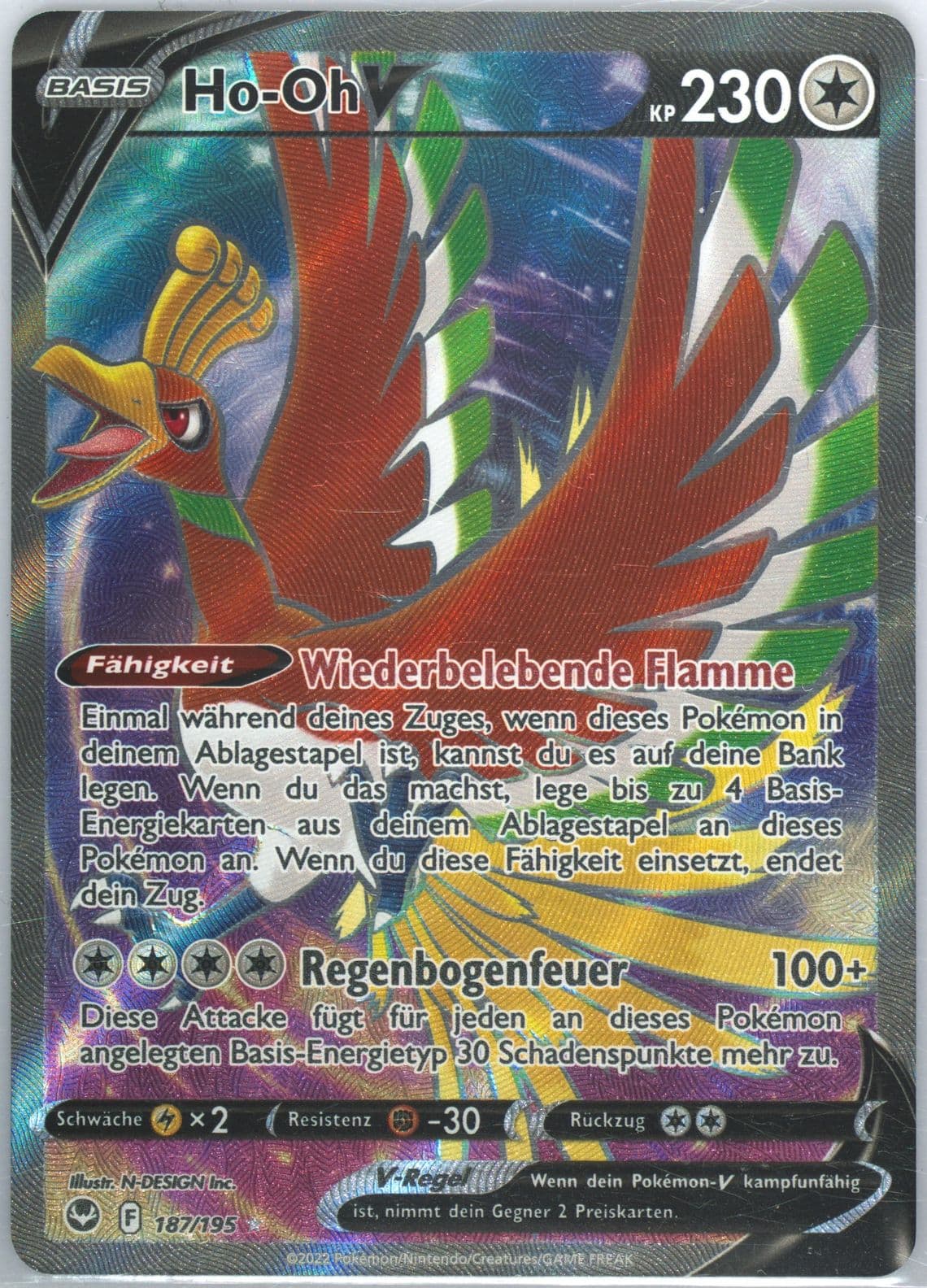 Full Art/HO-Oh V German (187) 2022 Pokemon Sword & Shield Silver Tempest