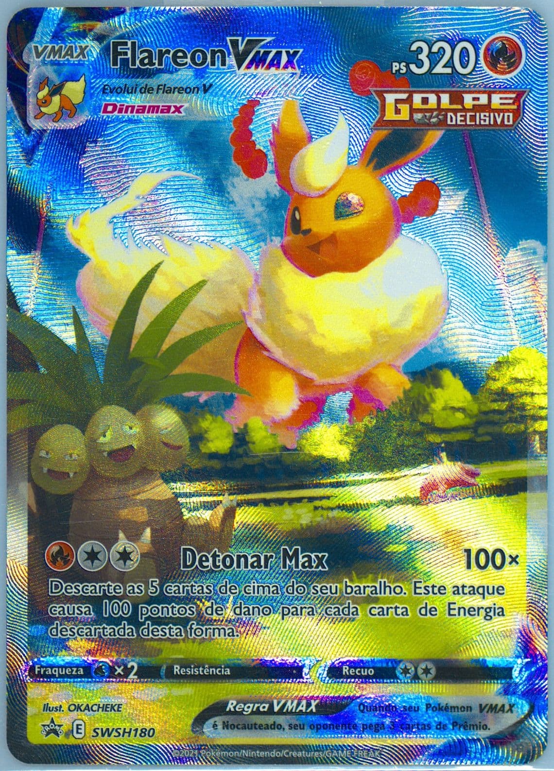 Full Art/Flareon Vmax Flareon Vmax Premium Collection-Portuguese (180) 2022 Pokemon Swsh Black Star Promo