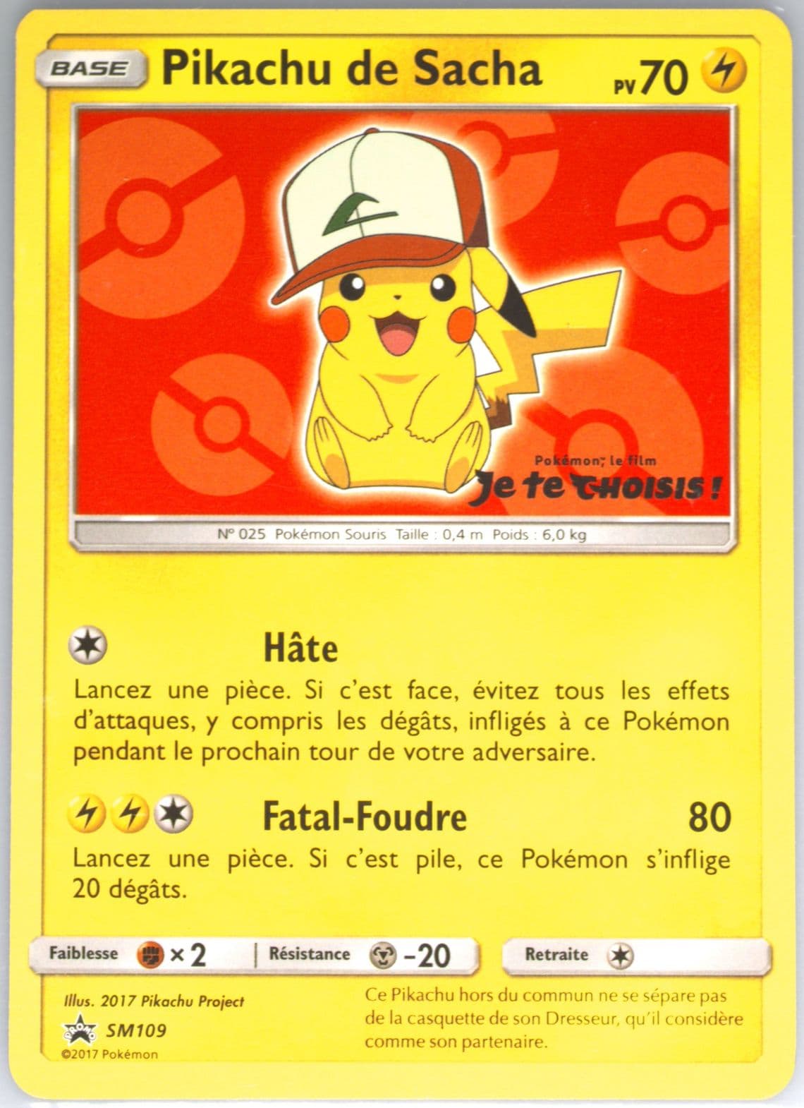 Pikachu de Sacha Retail Promotion (SM109) 2018 Pokemon SM Black Star Promo