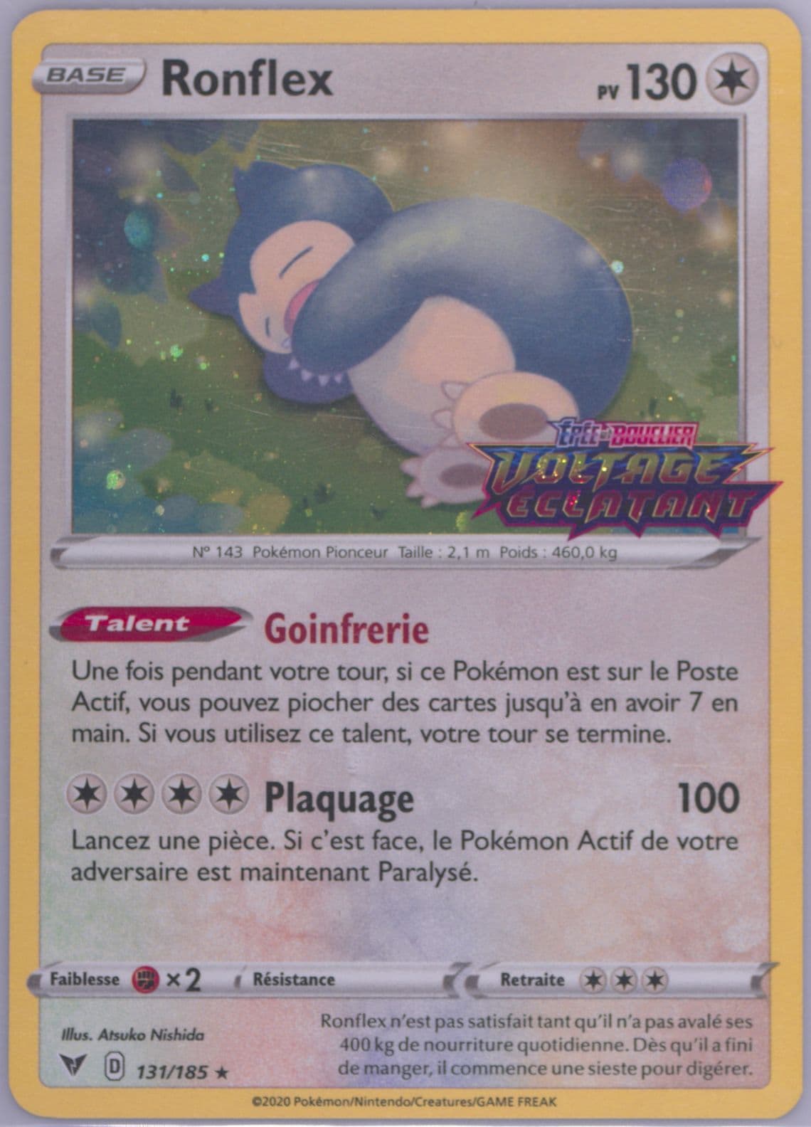 Ronflex-Holo Purchase Exclusive-French (131) 2020 Pokemon Sword & Shield Vivid Voltage