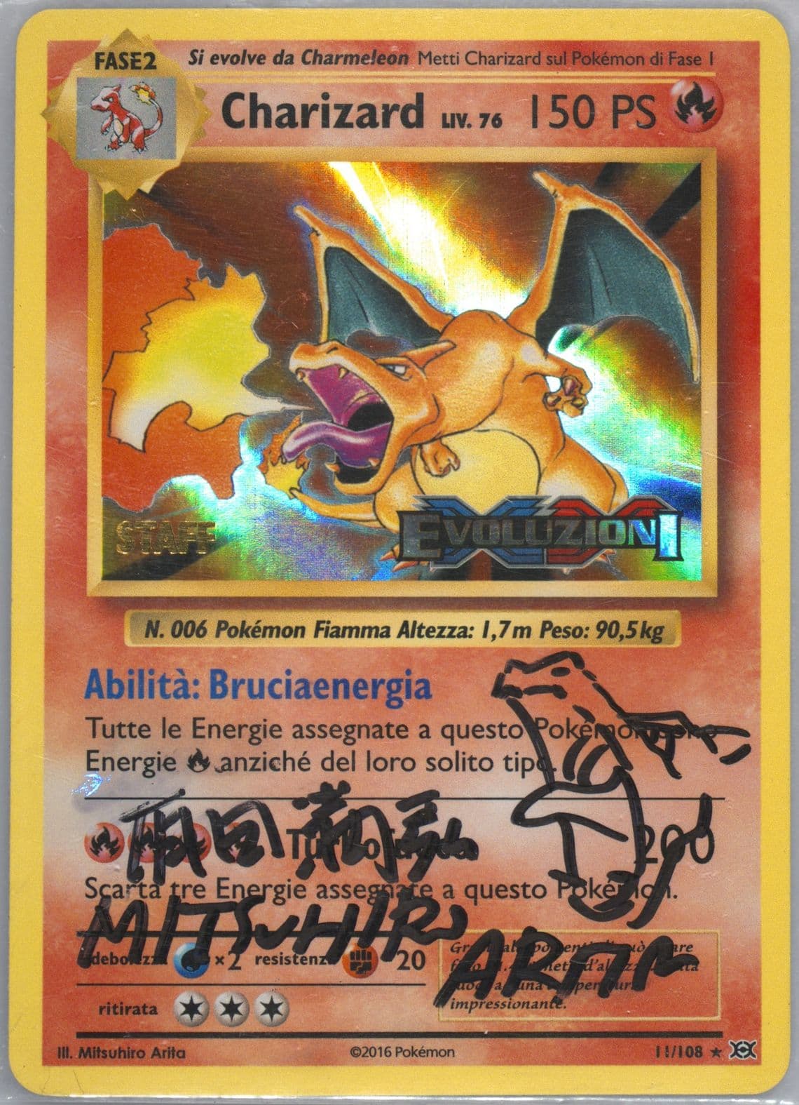 Charizard-Holo Prerelease-Staff-Italian (11) 2016 Pokemon XY Evolutions