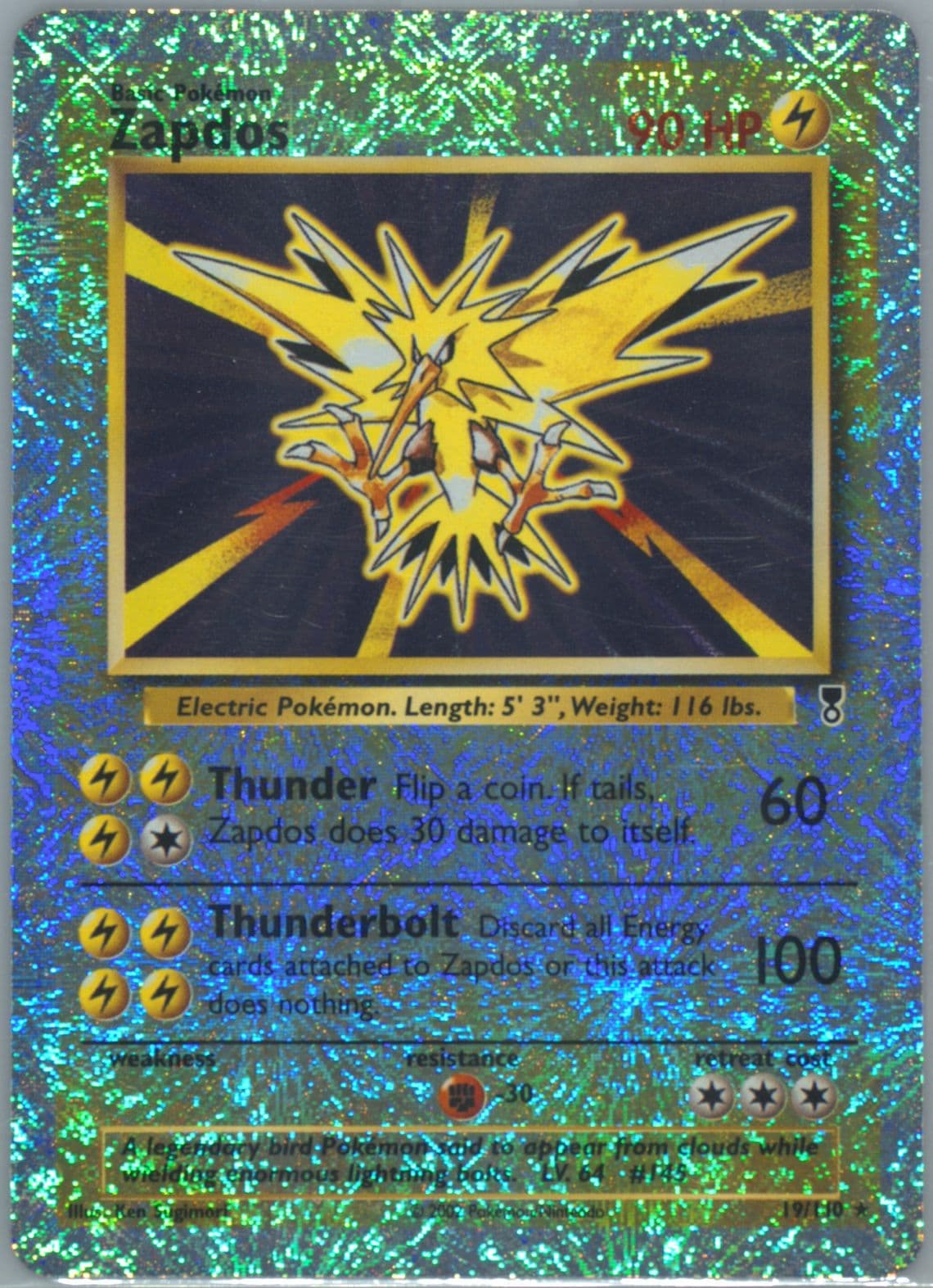 Zapdos-Reverse Foil (19) 2002 Pokemon Legendary Collection