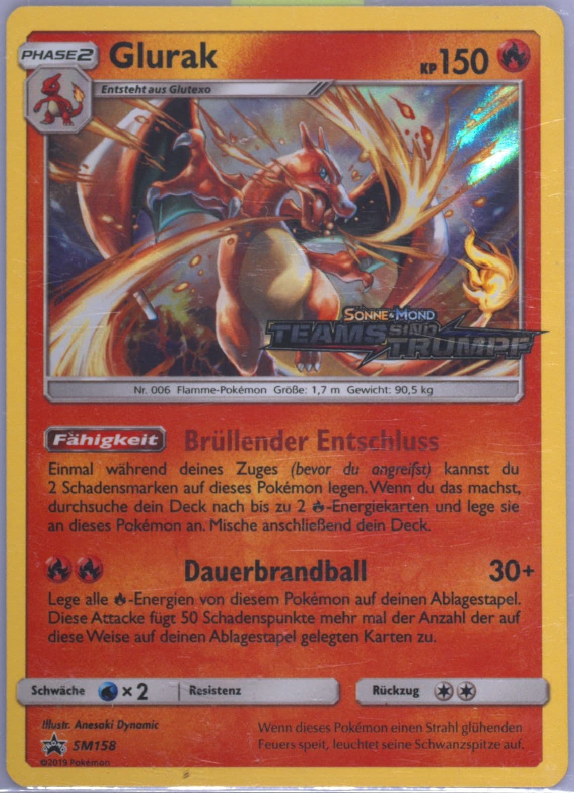 Glurak-Holo Team Up Prerelease-German (SM158) 2019 Pokemon SM Black Star Promo