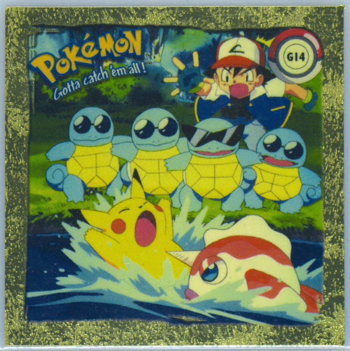 Group Shot () 1999 Pokemon Stickers Series 1 Rare Gold Stickers