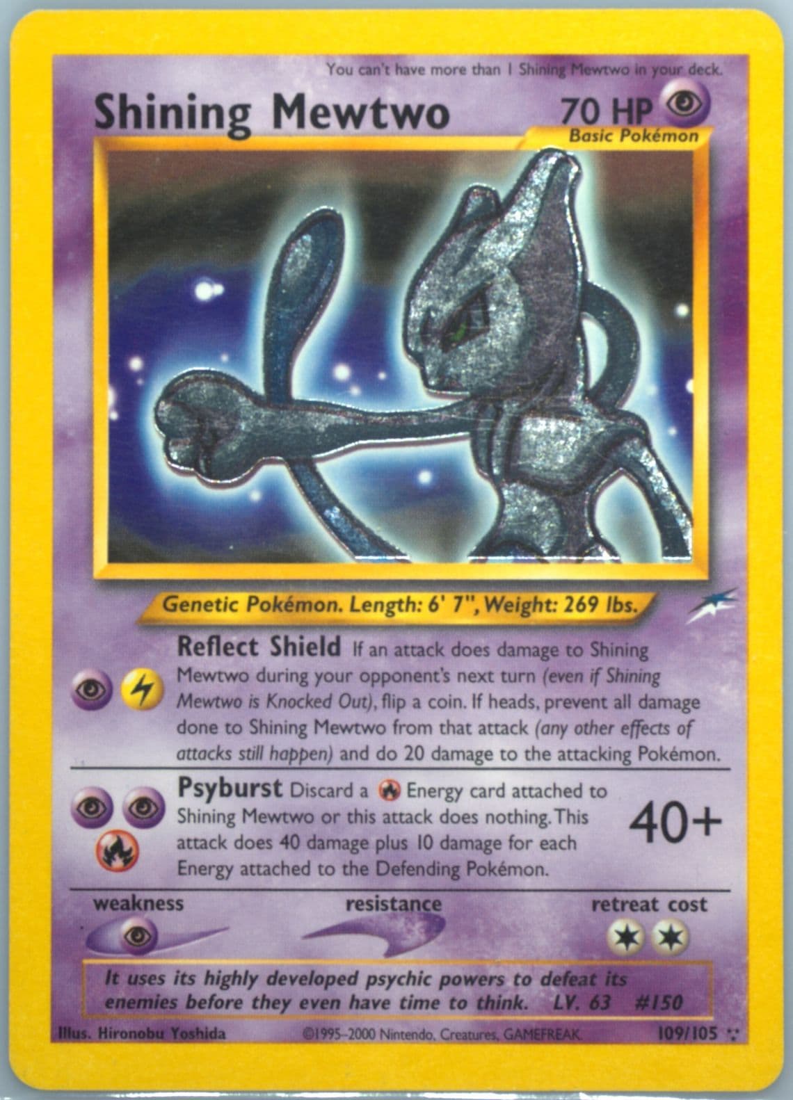 Shining Mewtwo Incomplete Foil (109) 2002 Pokemon Neo Destiny
