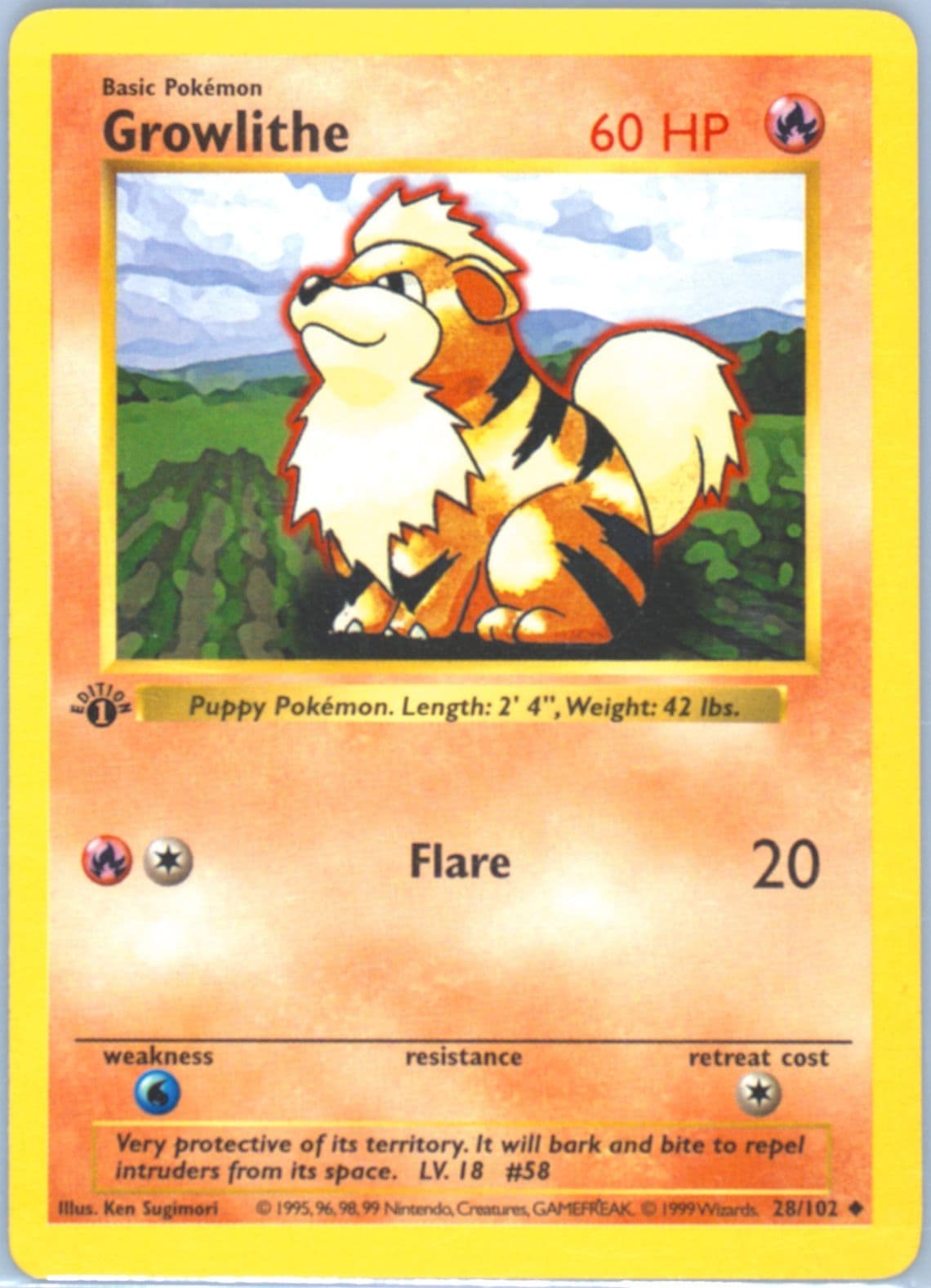 Growlithe 1st Edition (28) 1999 Pokemon Game