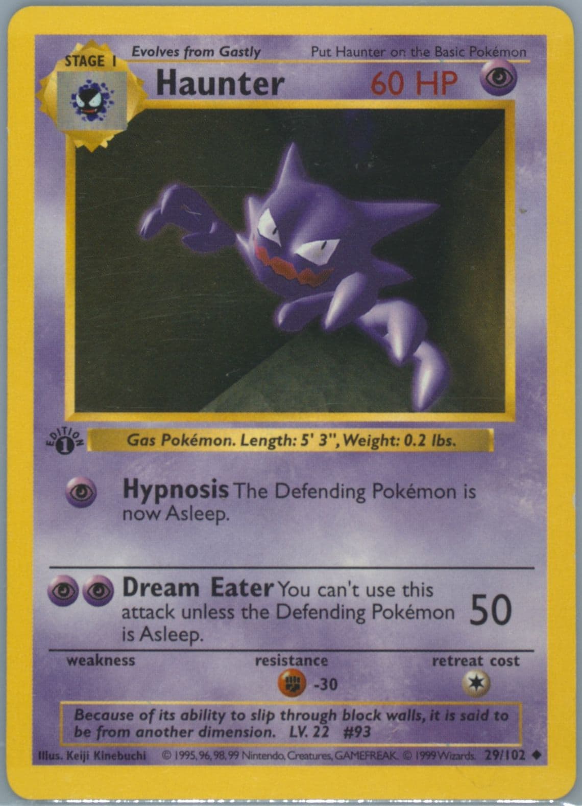 Haunter 1st Edition (29) 1999 Pokemon Game