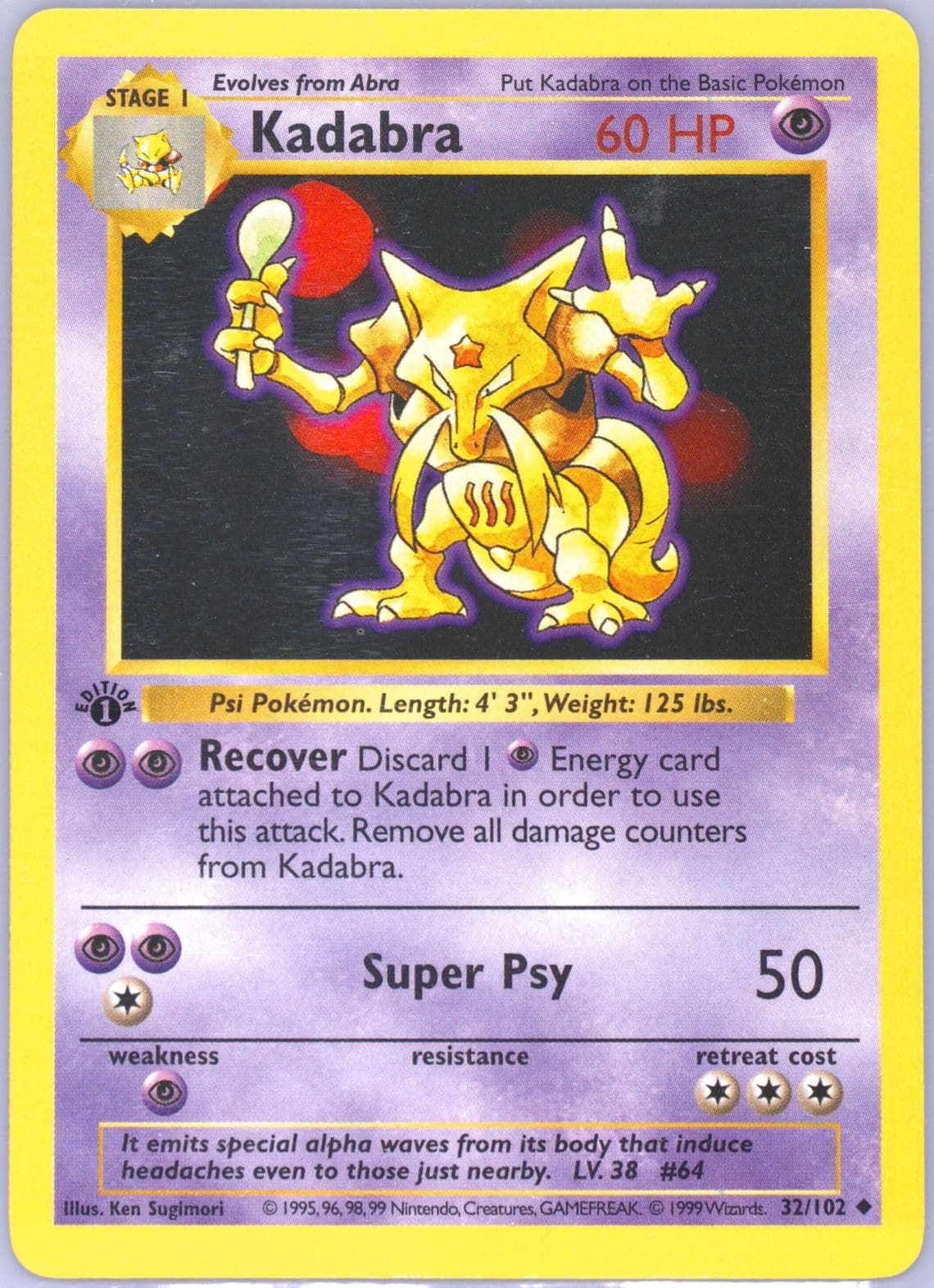 Kadabra 1st Edition (32) 1999 Pokemon Game