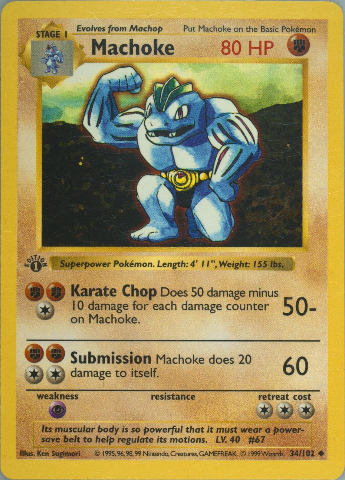 Machoke 1st Edition (34) 1999 Pokemon Game