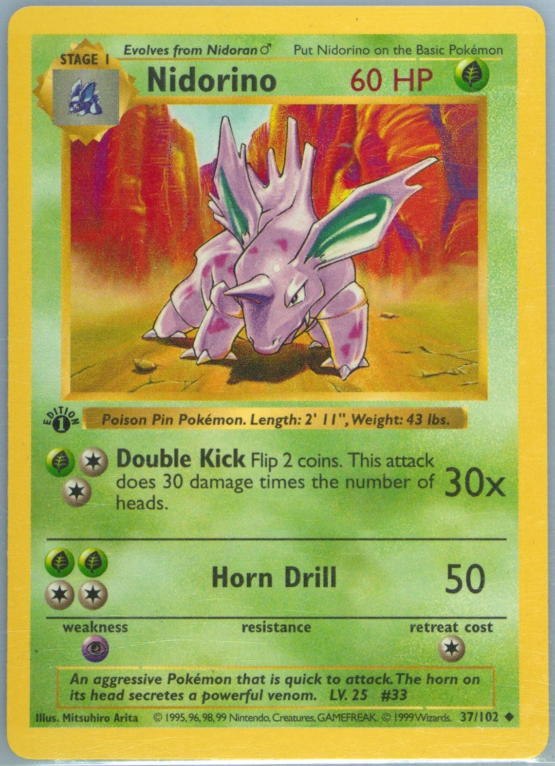 Nidorino 1st Edition (37) 1999 Pokemon Game