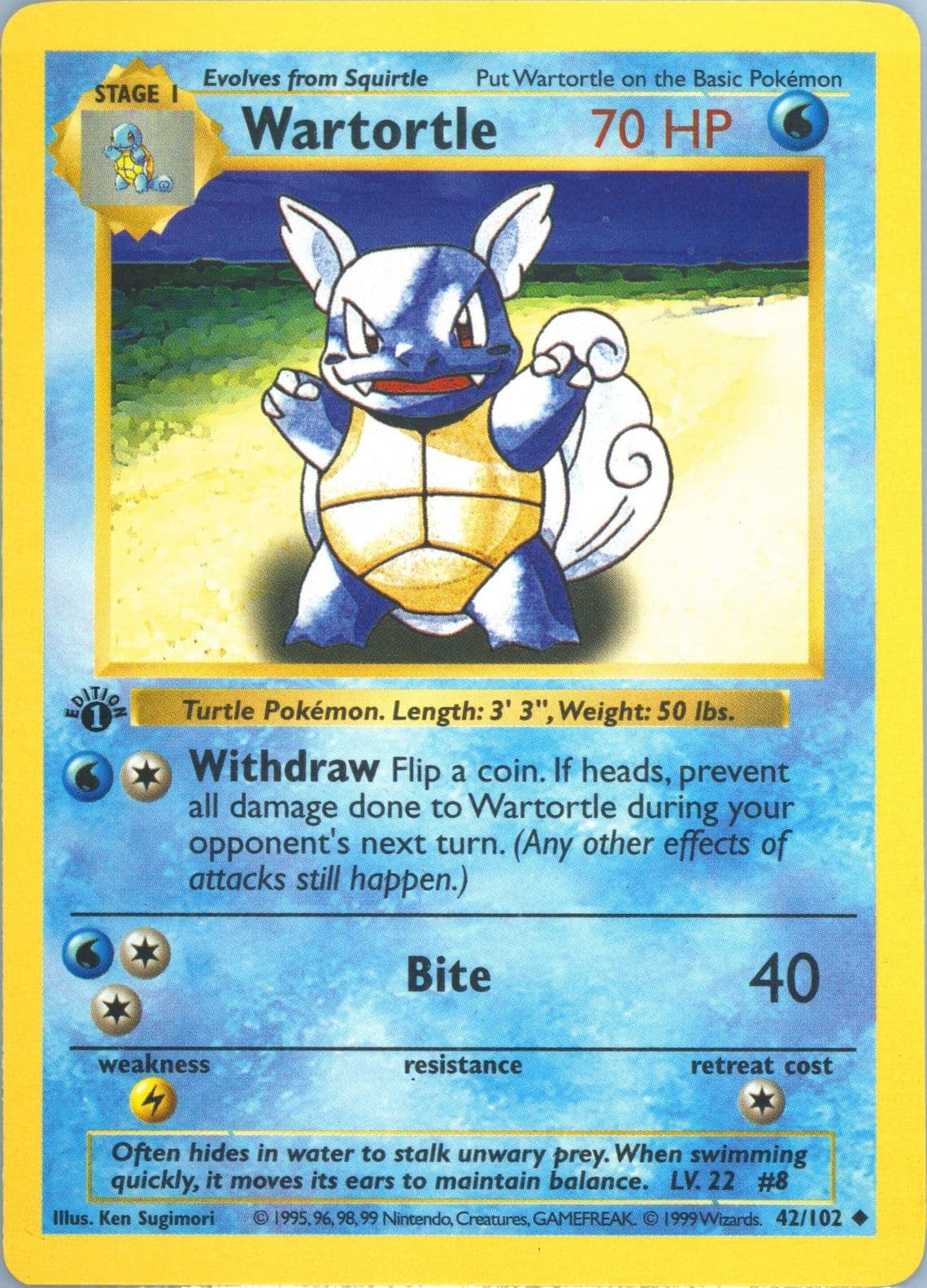 Wartortle 1st Edition (42) 1999 Pokemon Game