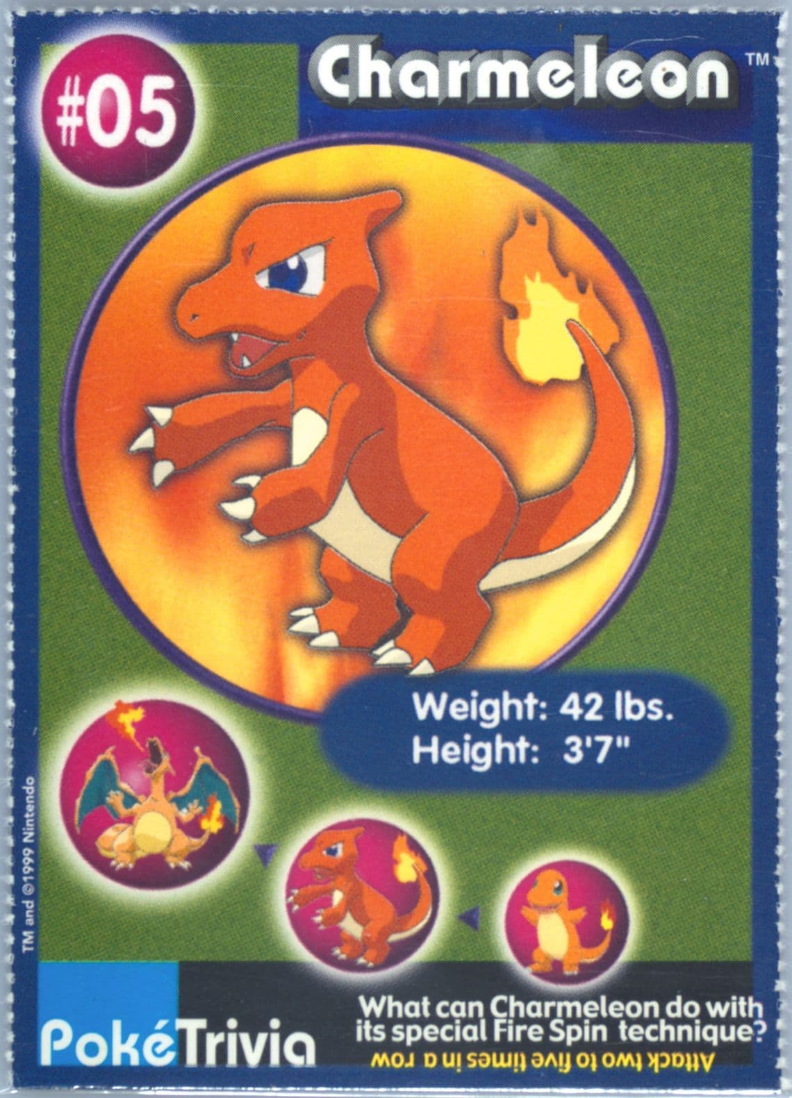 Charmeleon Perforated (5) 1999 Pokemon Burger King