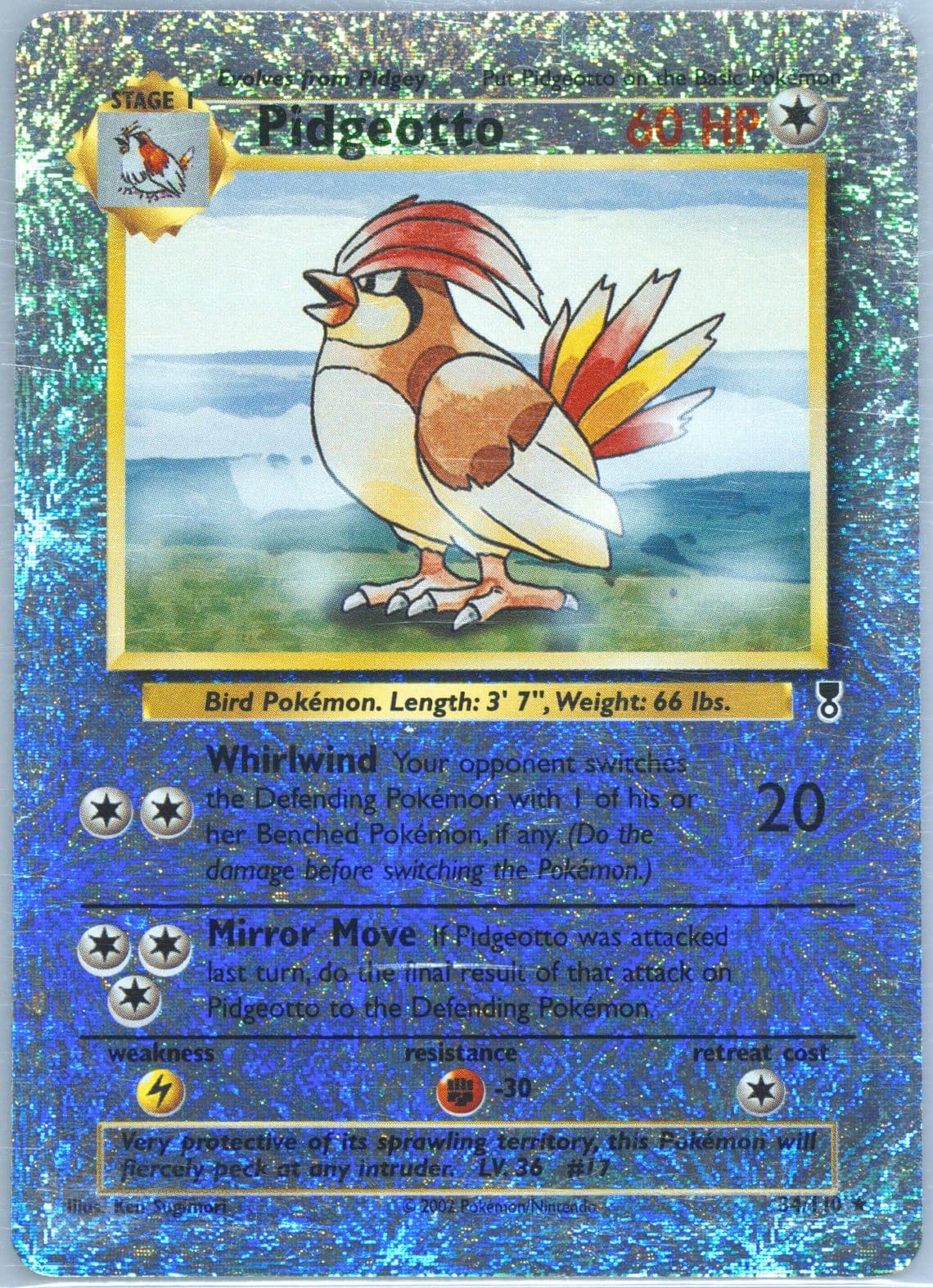 Pidgeotto-Reverse Foil (34) 2002 Pokemon Legendary Collection